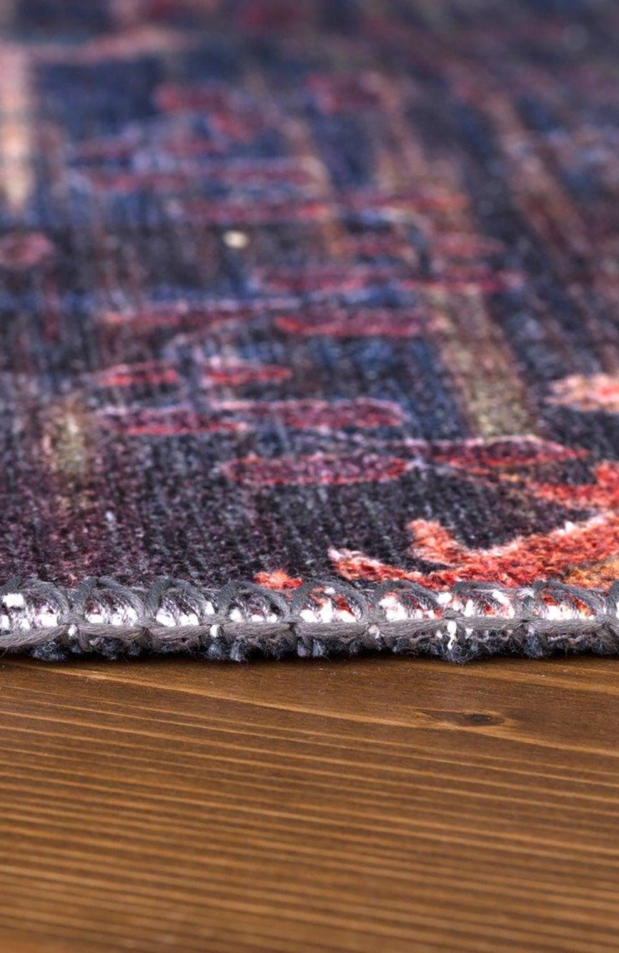 Abru Vintage Persian Floral Navy Blue Rug