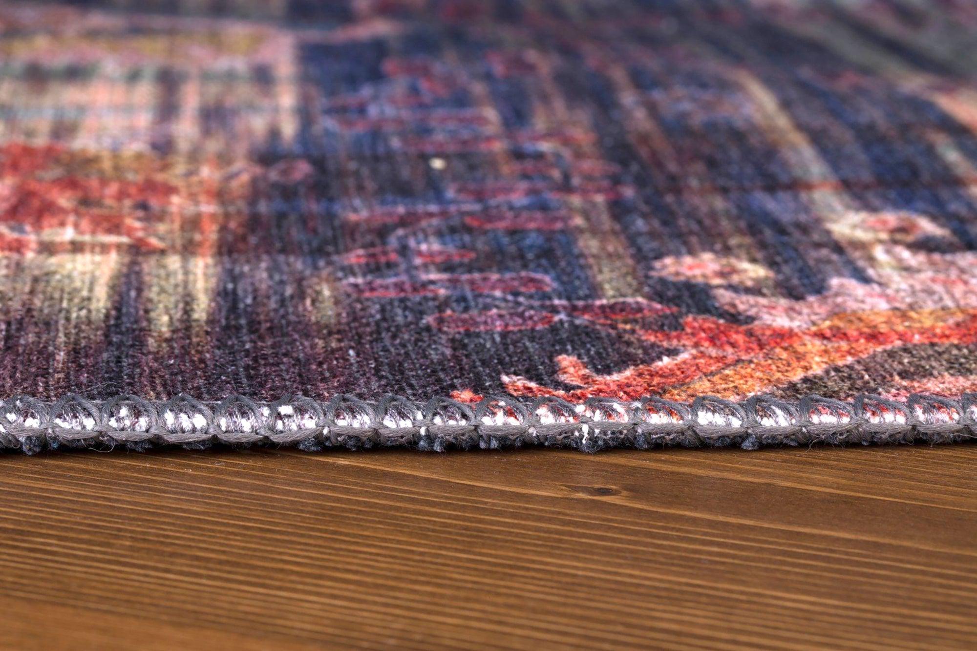 Abru Vintage Persian Floral Navy Blue Rug