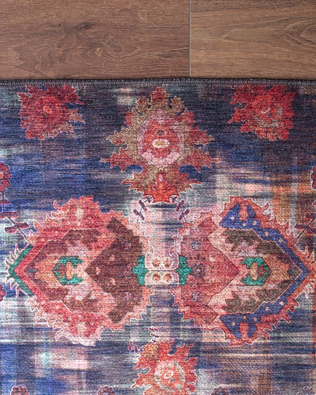 Abru Vintage Persian Floral Navy Blue Rug