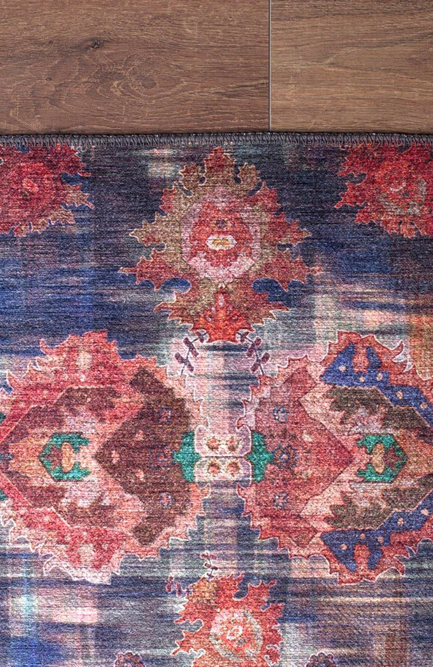 Abru Vintage Persian Floral Navy Blue Rug