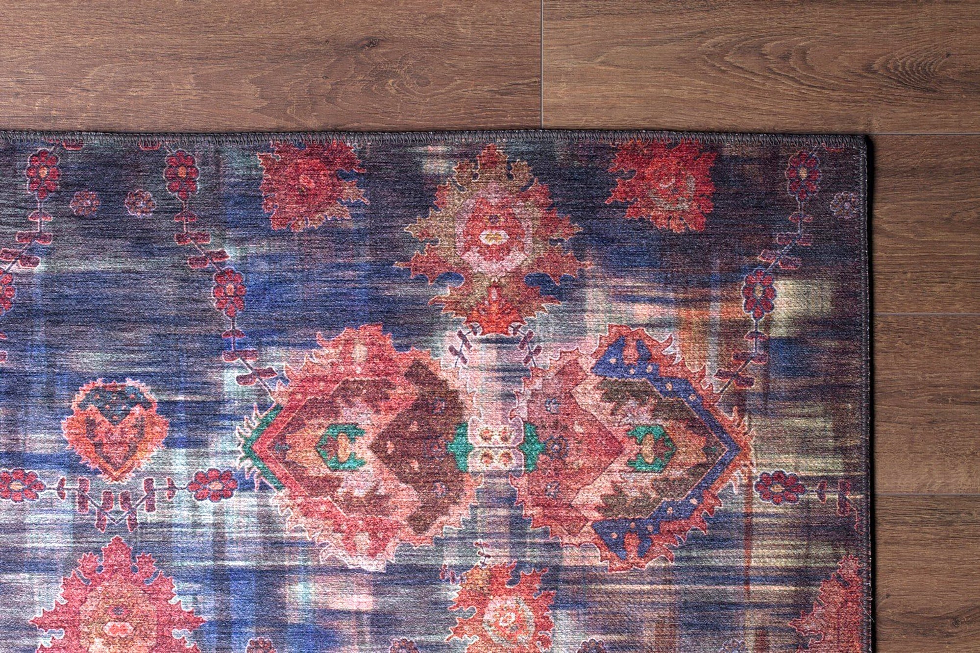 Abru Vintage Persian Floral Navy Blue Rug