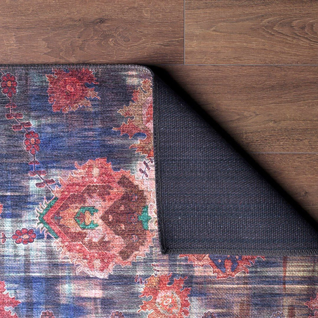 Abru Vintage Persian Floral Navy Blue Rug