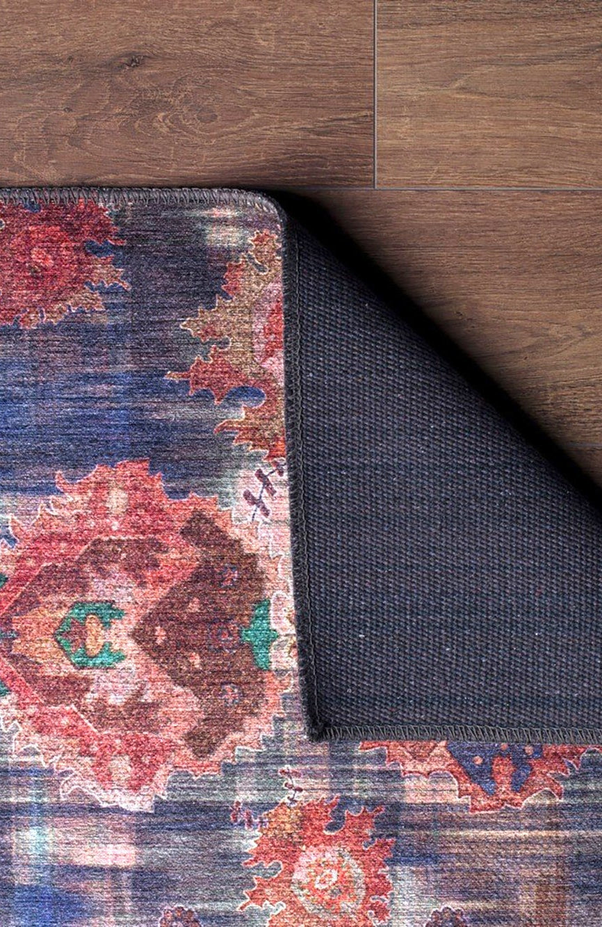 Abru Vintage Persian Floral Navy Blue Rug