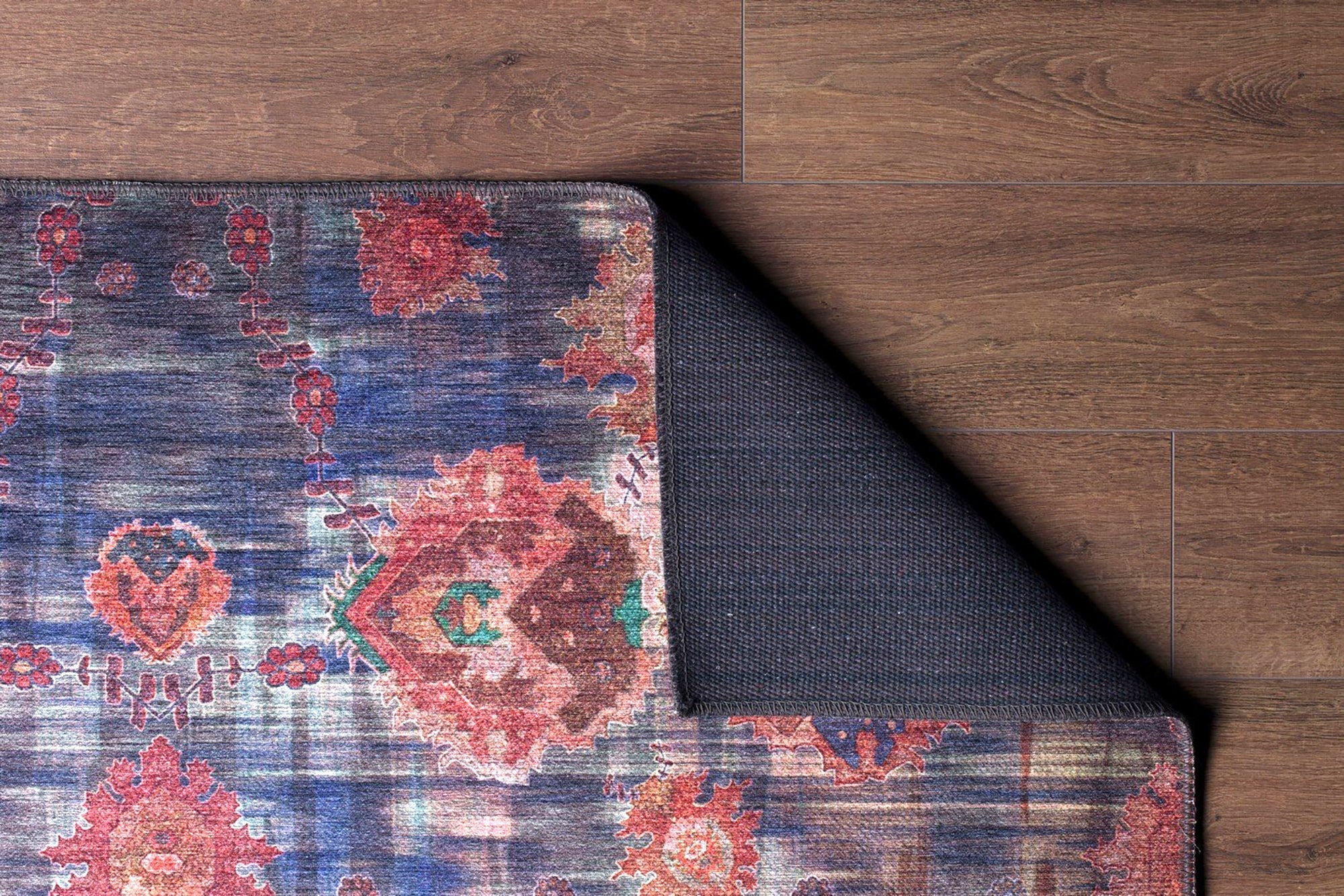 Abru Vintage Persian Floral Navy Blue Rug