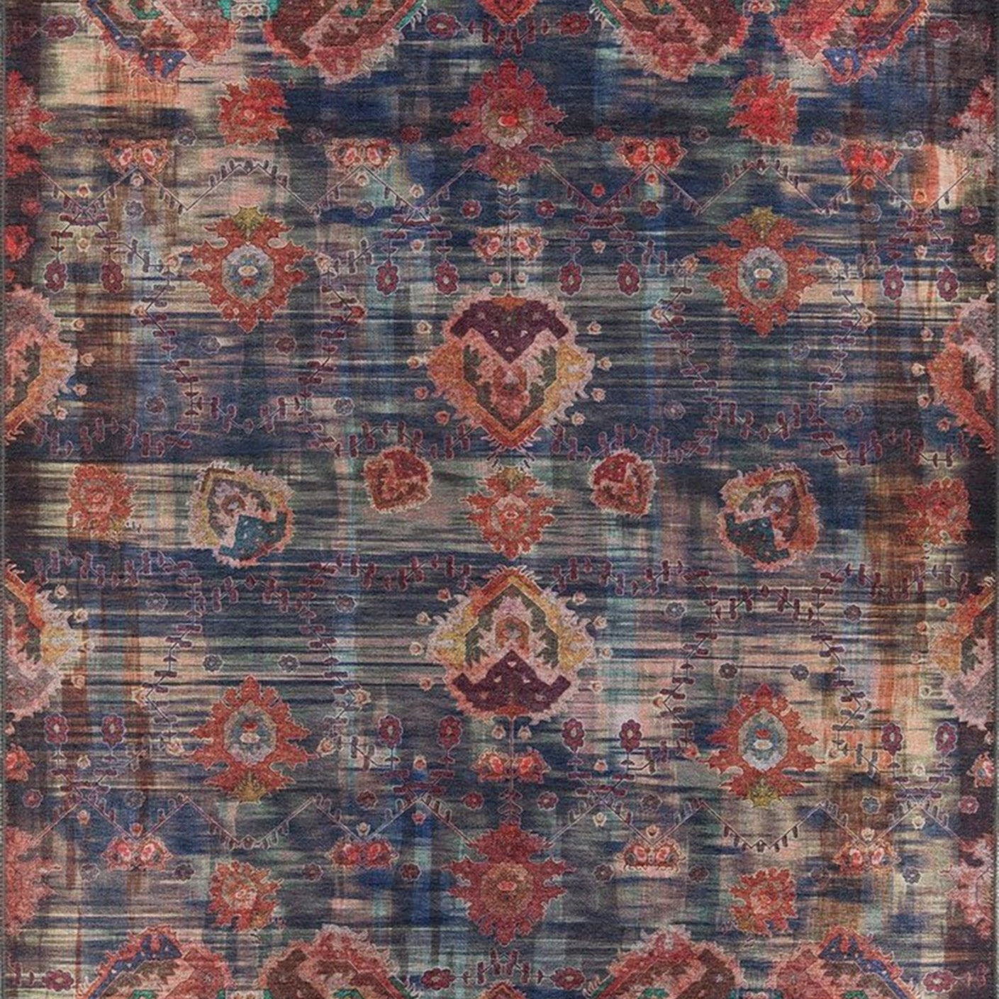Abru Vintage Persian Floral Navy Blue Rug