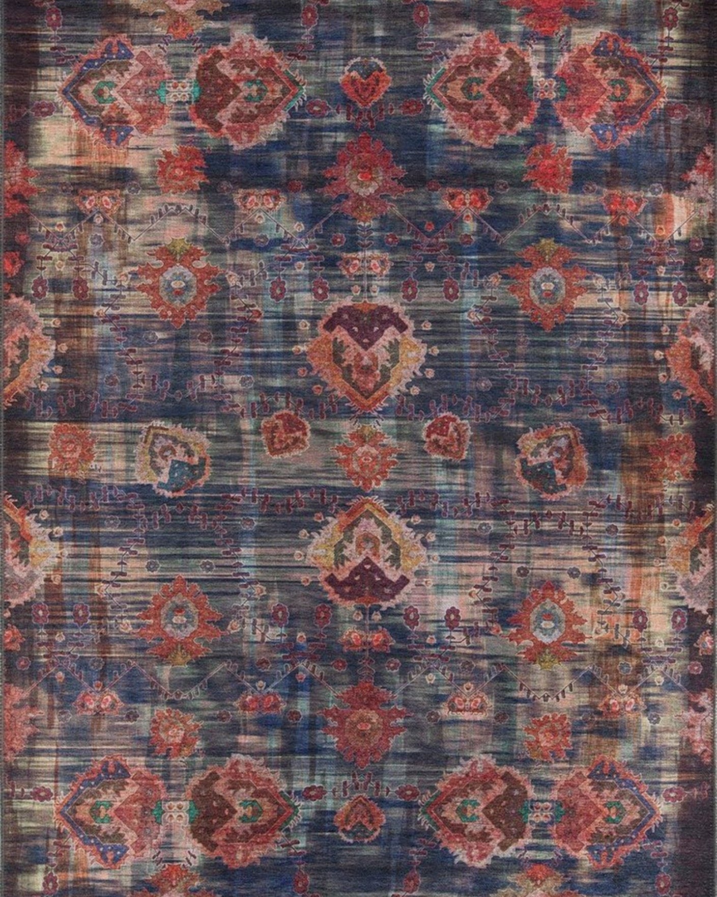 Abru Vintage Persian Floral Navy Blue Rug