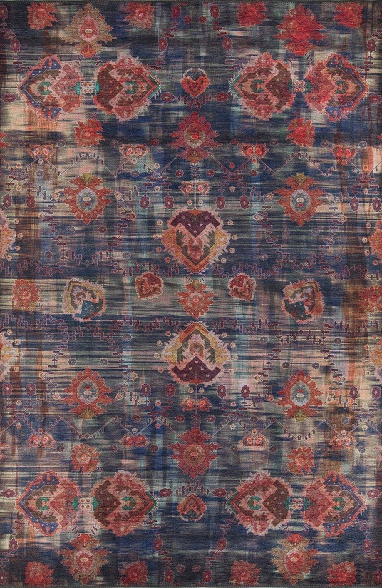 Abru Vintage Persian Floral Navy Blue Rug