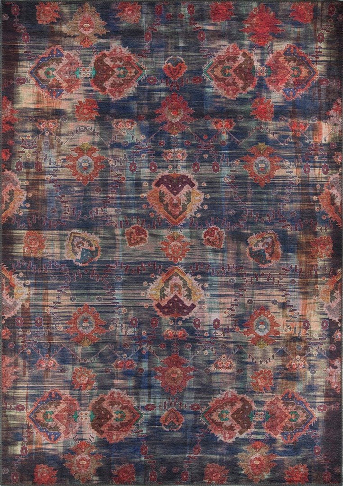 Abru Vintage Persian Floral Navy Blue Rug