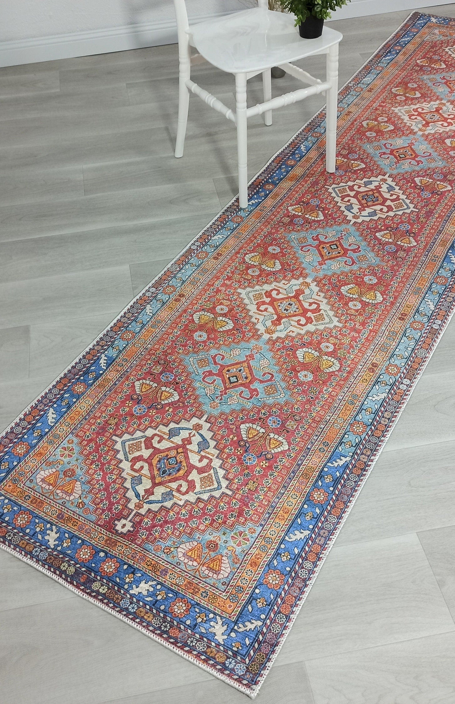 Adia Rug Turkish Red Orange Blue Rug
