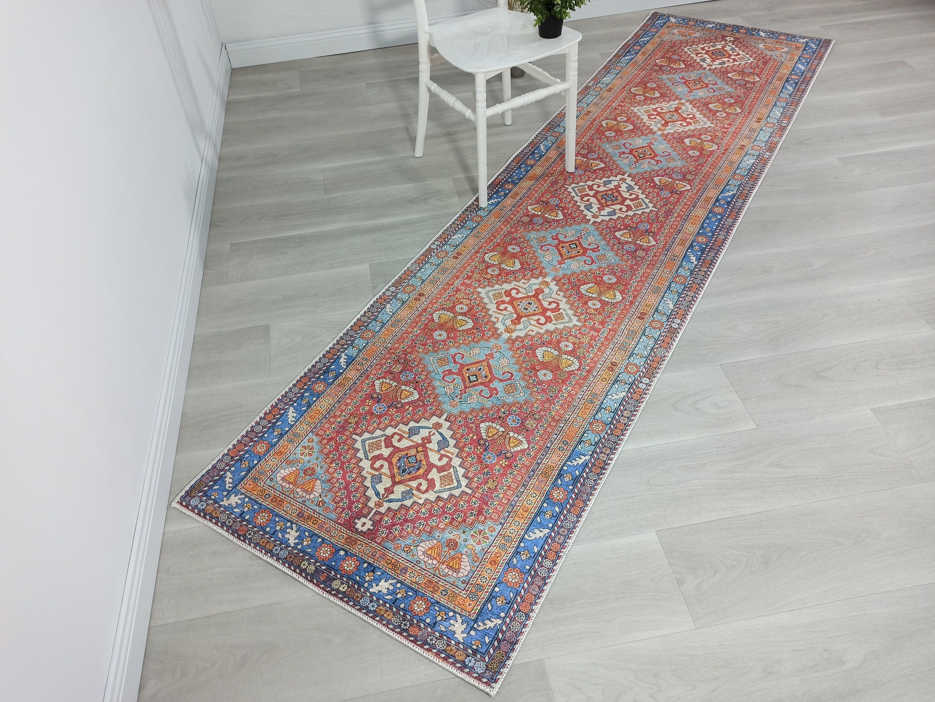 Adia Rug Turkish Red Orange Blue Rug