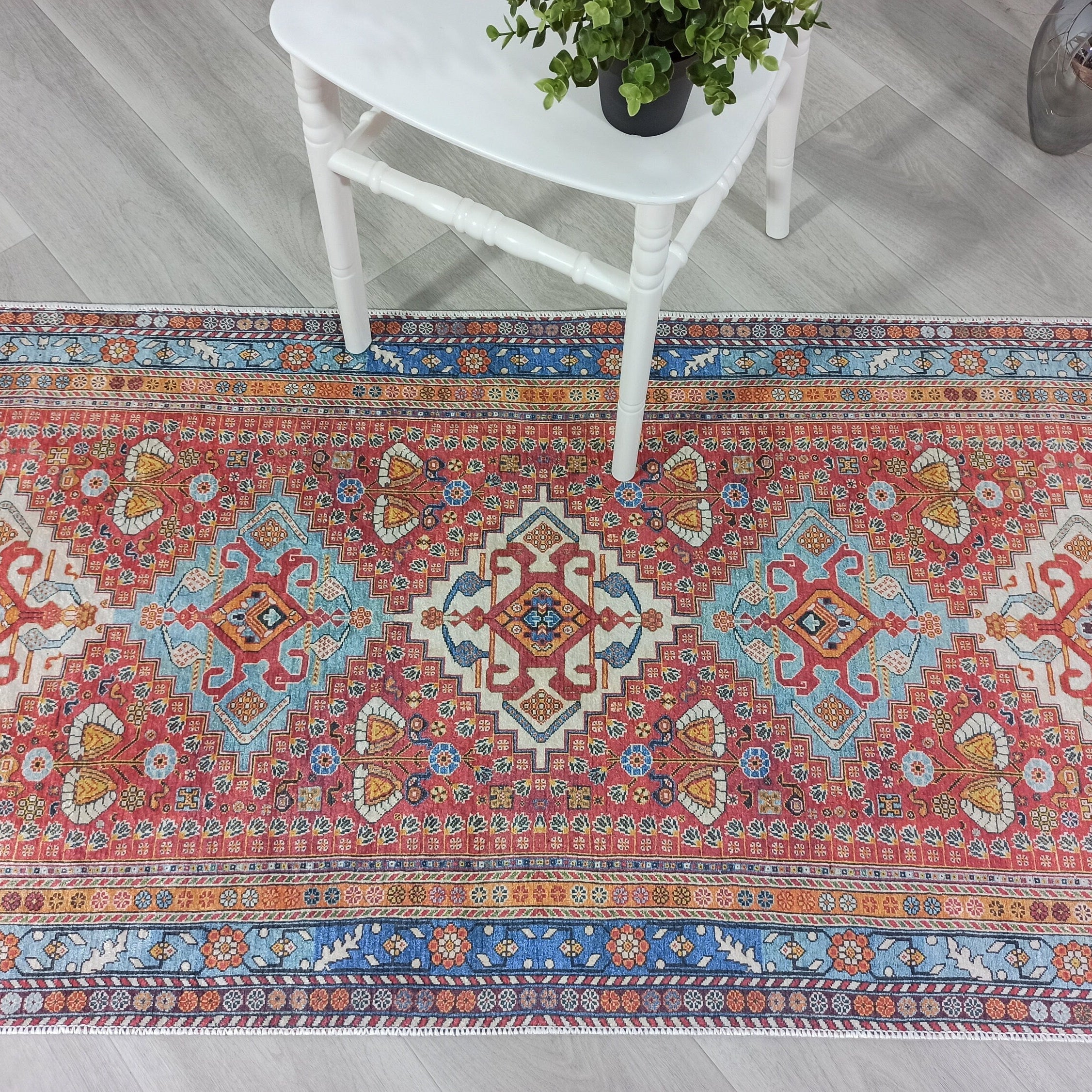 Adia Rug Turkish Red Orange Blue Rug