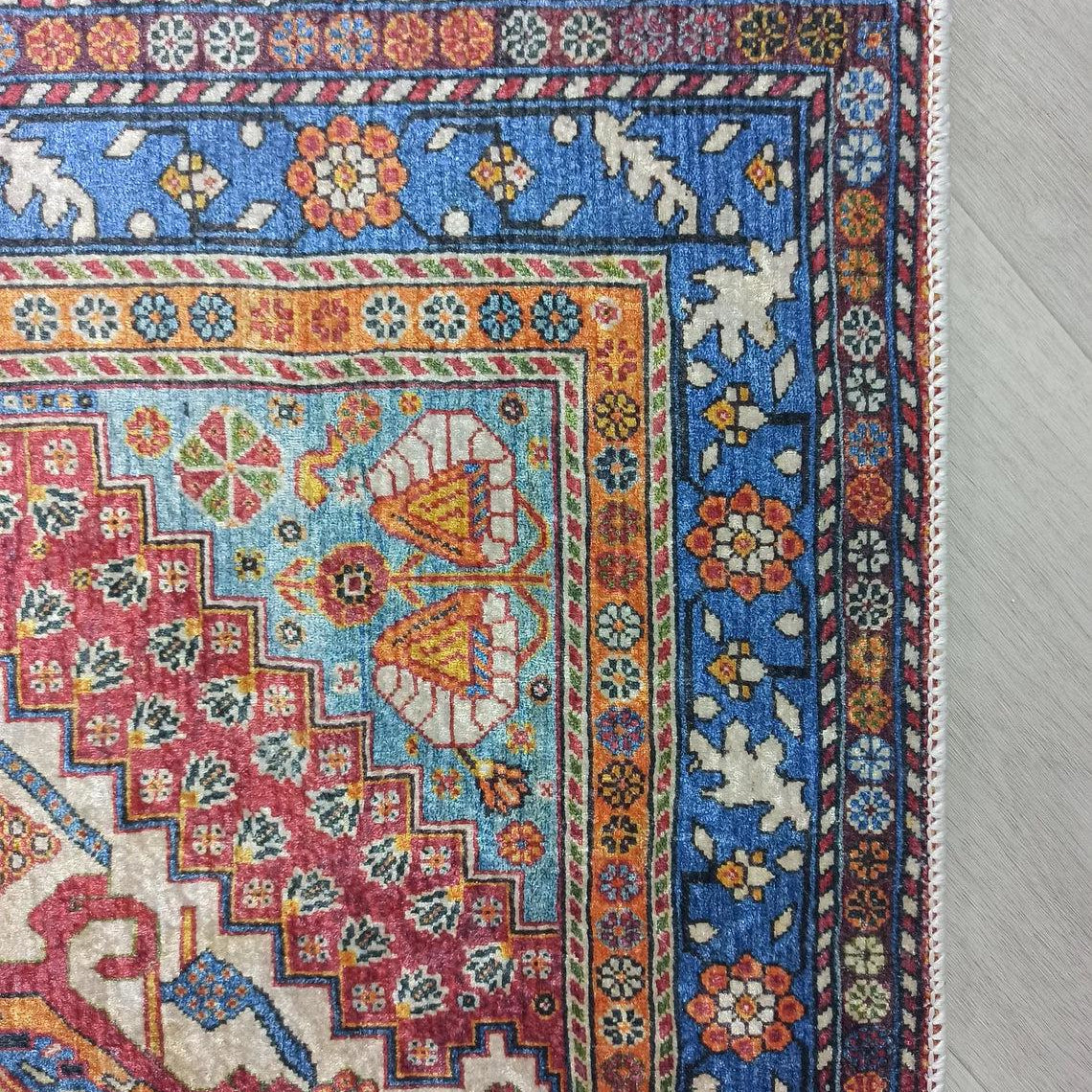 Adia Rug Turkish Red Orange Blue Rug