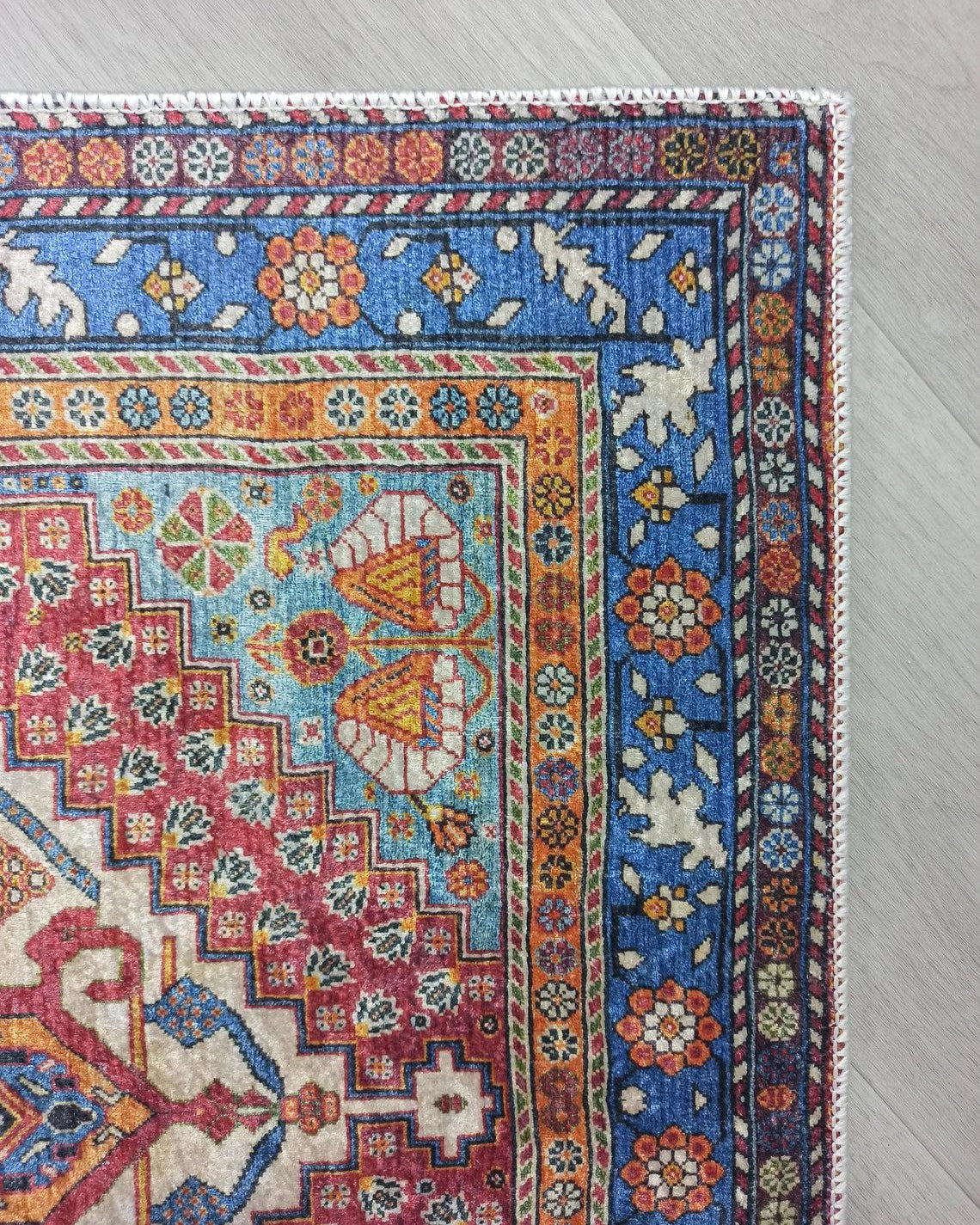 Adia Rug Turkish Red Orange Blue Rug