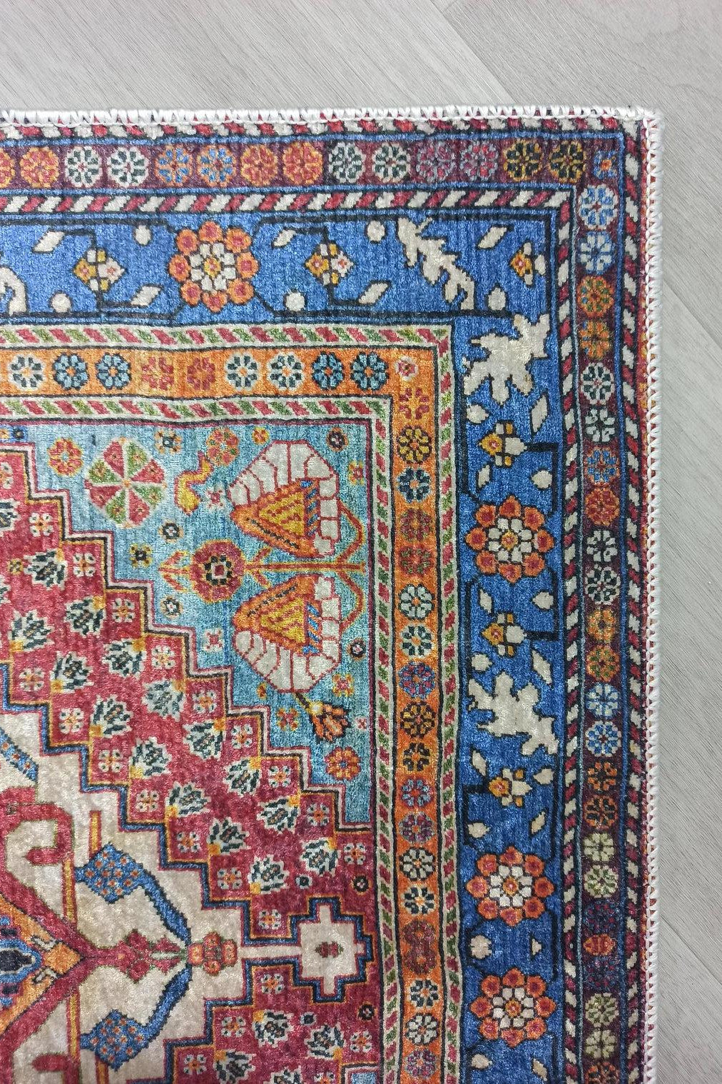 Adia Rug Turkish Red Orange Blue Rug