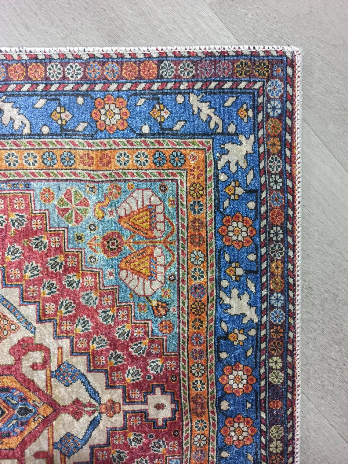 Adia Rug Turkish Red Orange Blue Rug