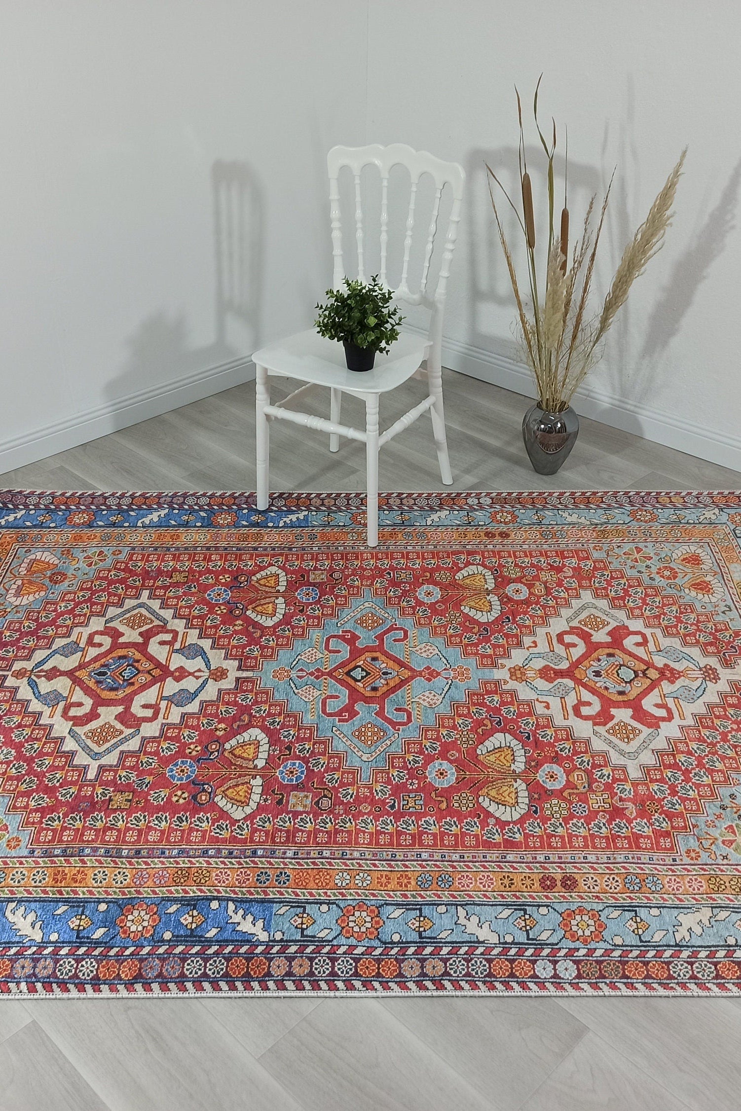 Adia Rug Turkish Red Orange Blue Rug