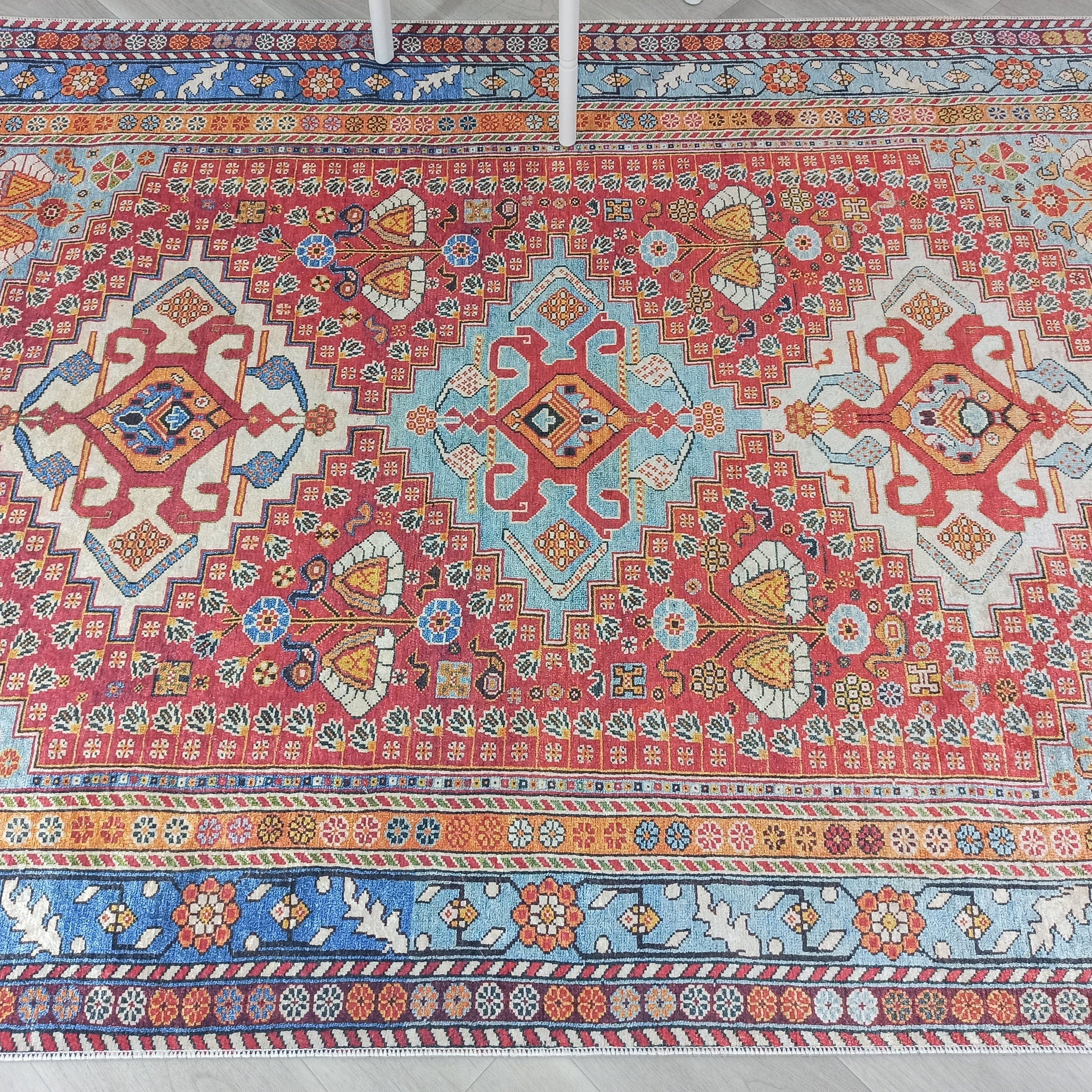 Adia Rug Turkish Red Orange Blue Rug