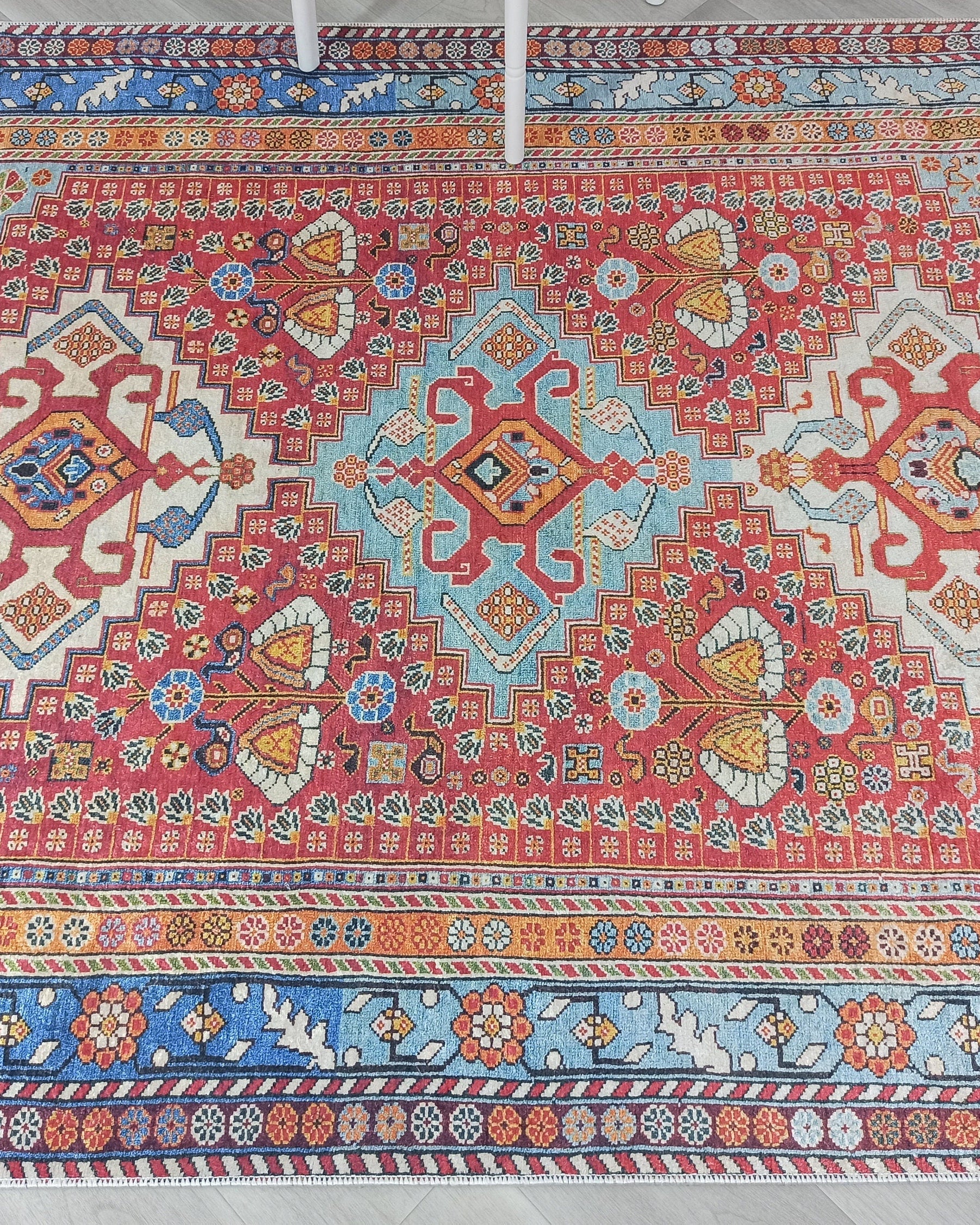 Adia Rug Turkish Red Orange Blue Rug