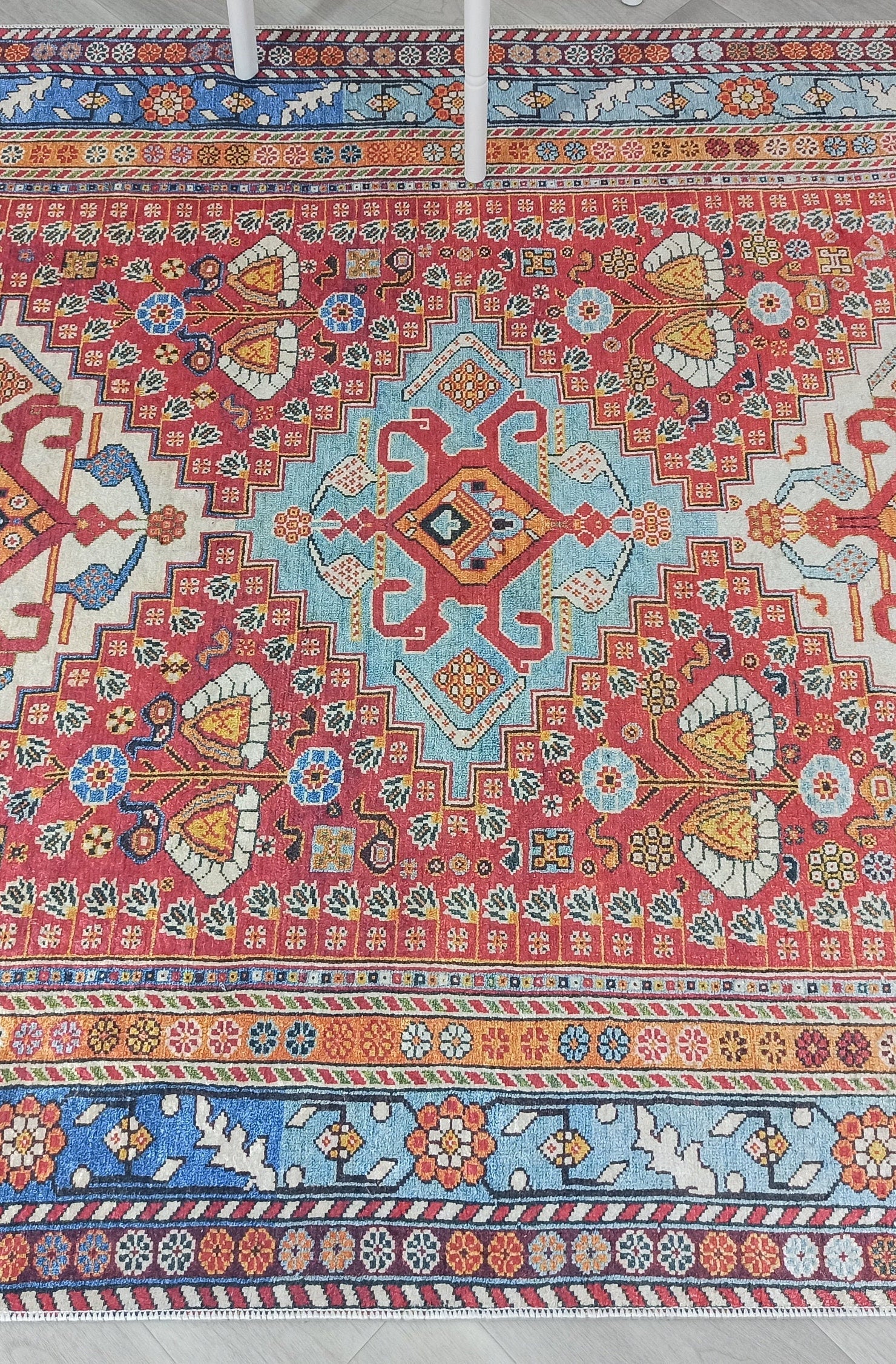 Adia Rug Turkish Red Orange Blue Rug