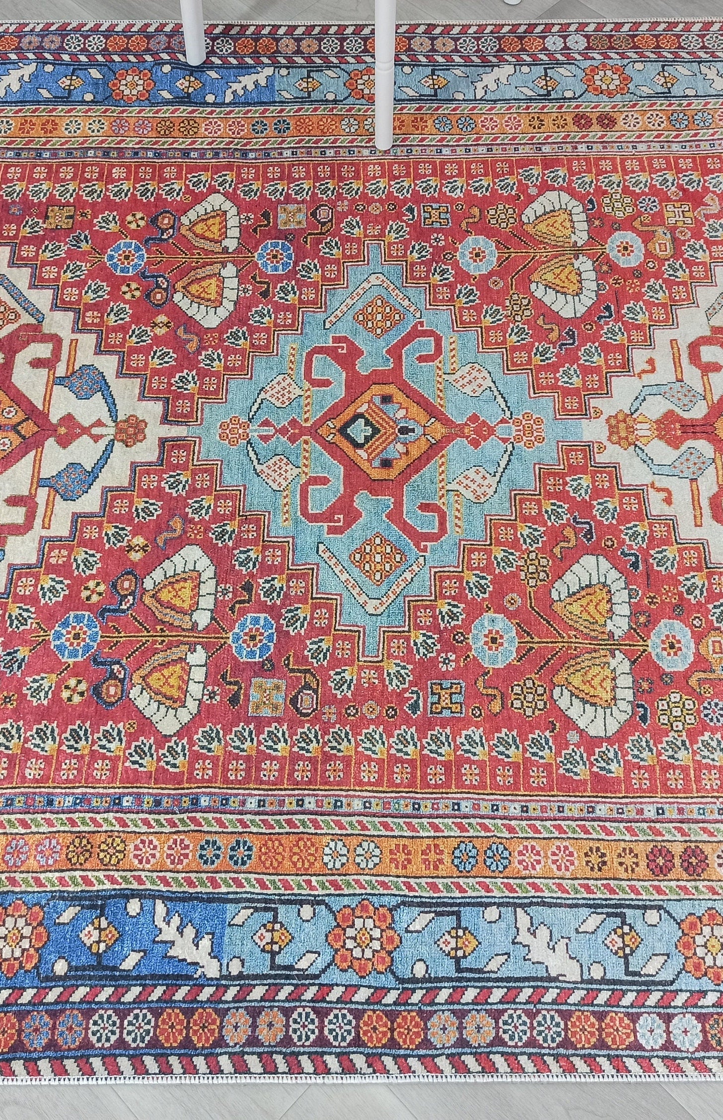 Adia Rug Turkish Red Orange Blue Rug