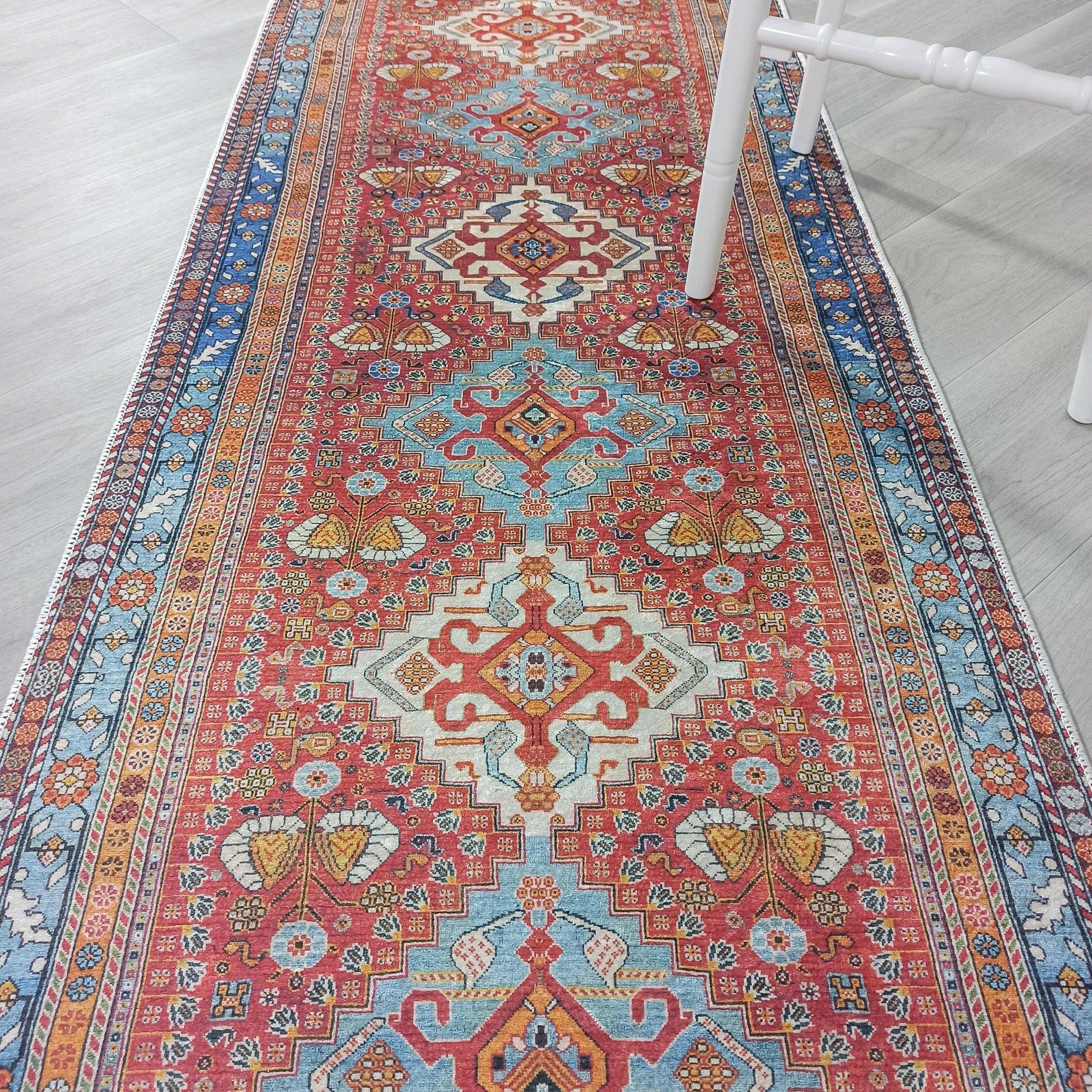 Adia Rug Turkish Red Orange Blue Rug