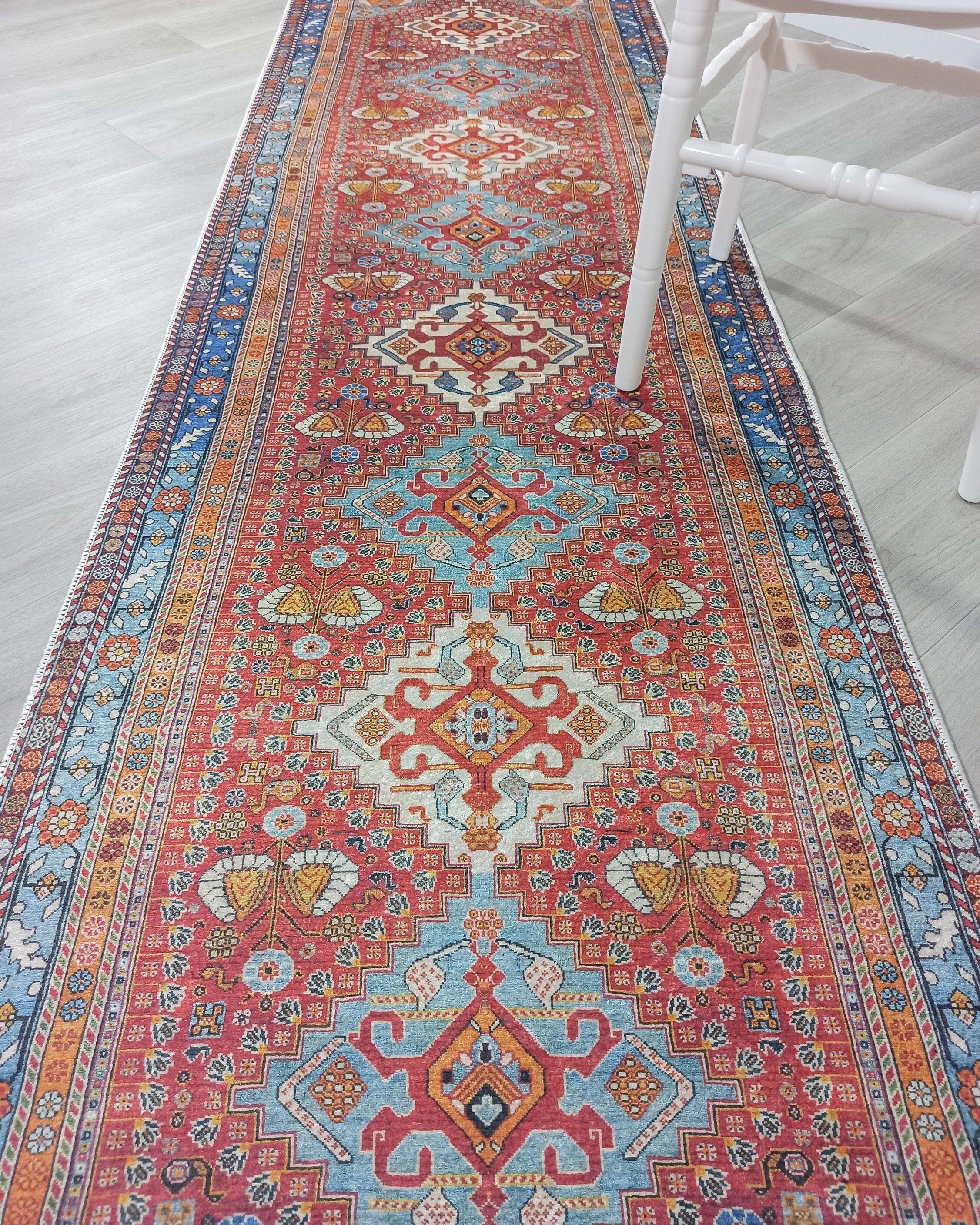Adia Rug Turkish Red Orange Blue Rug