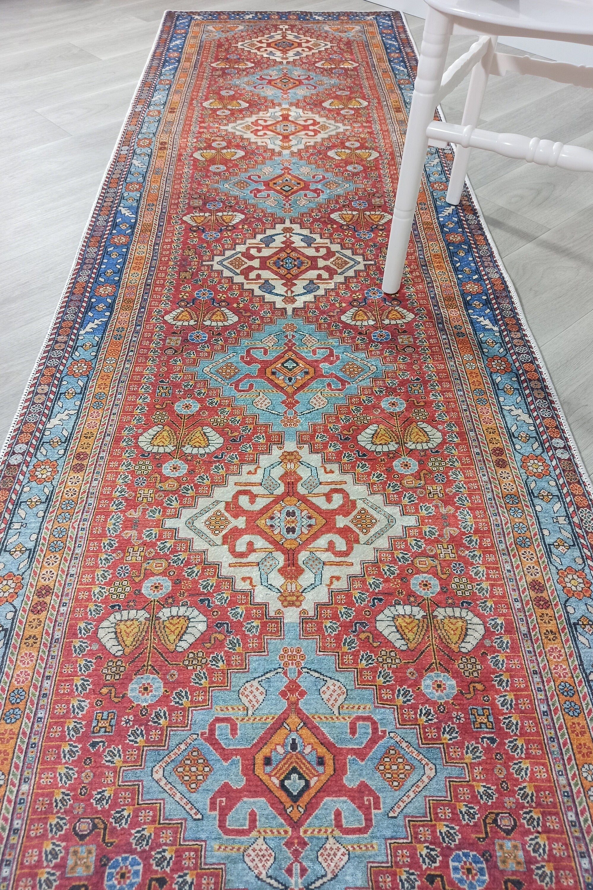 Adia Rug Turkish Red Orange Blue Rug