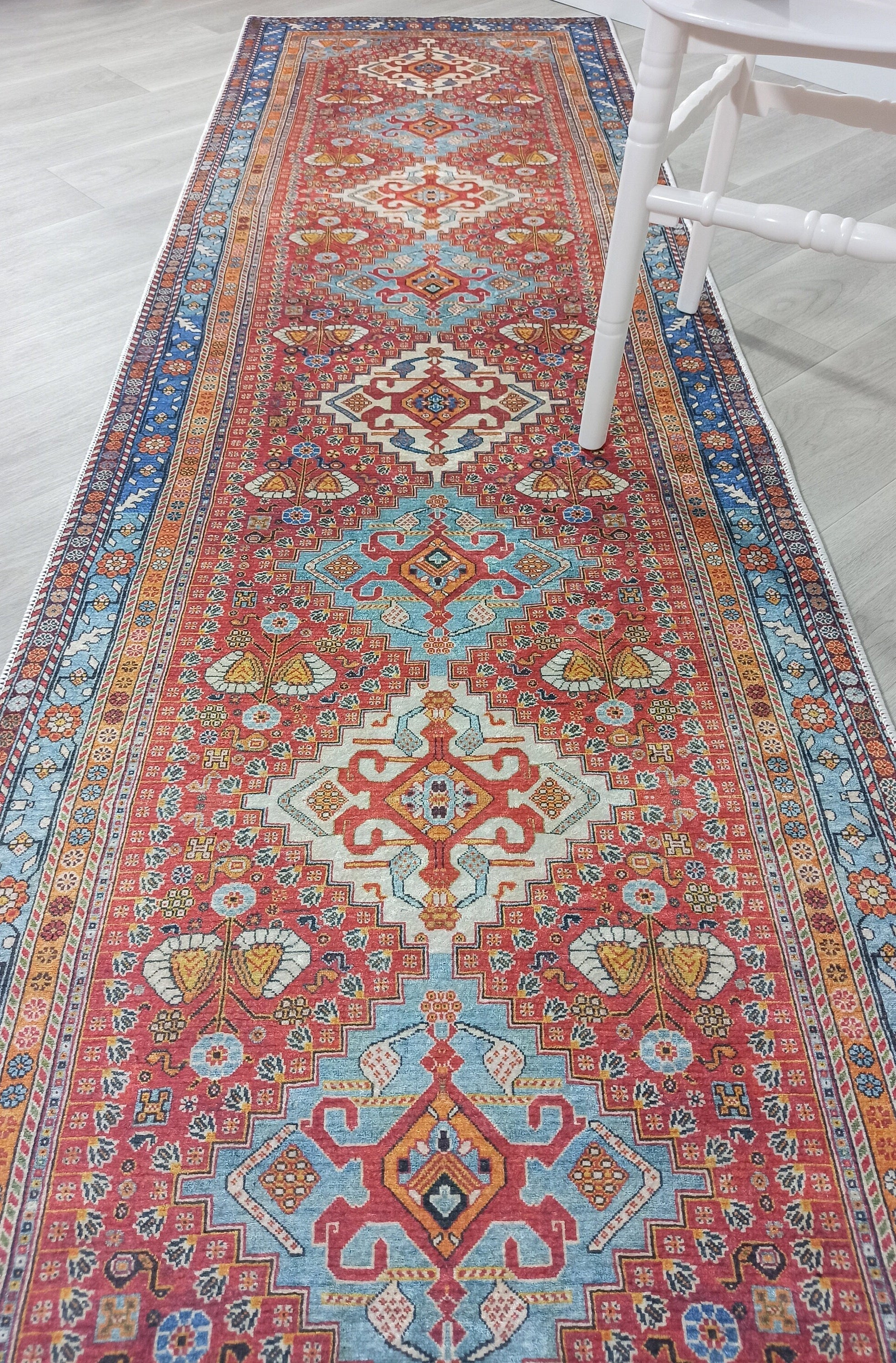 Adia Rug Turkish Red Orange Blue Rug