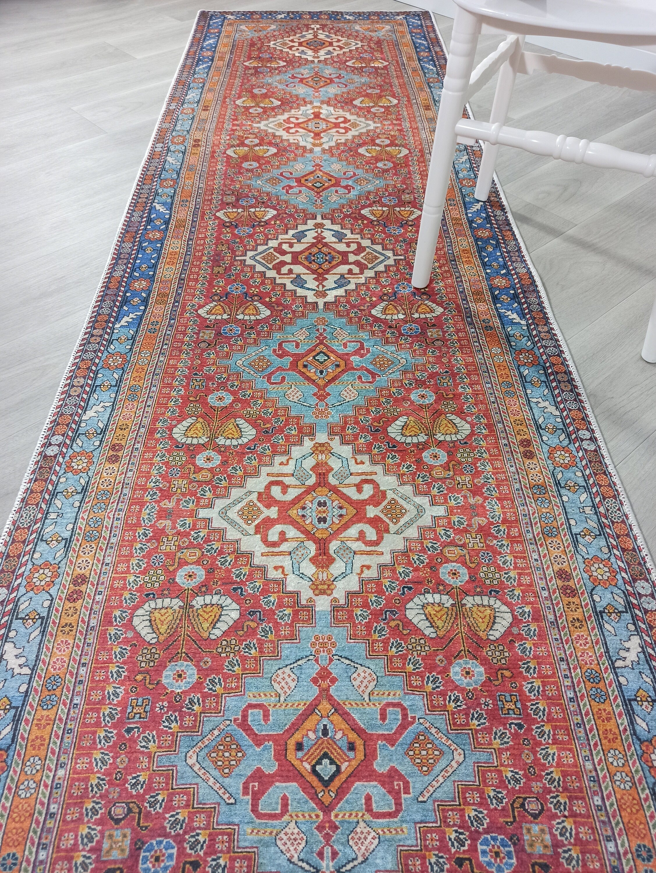 Adia Rug Turkish Red Orange Blue Rug