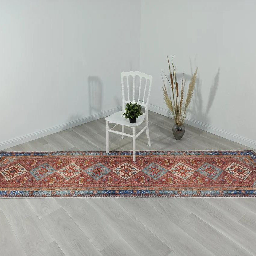 Adia Rug Turkish Red Orange Blue Rug
