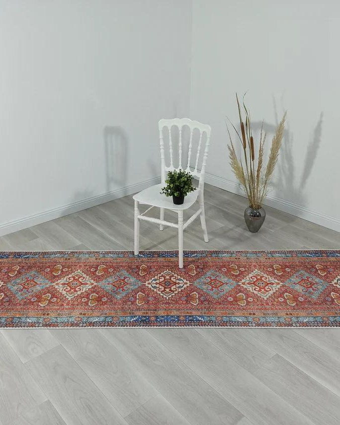 Adia Rug Turkish Red Orange Blue Rug