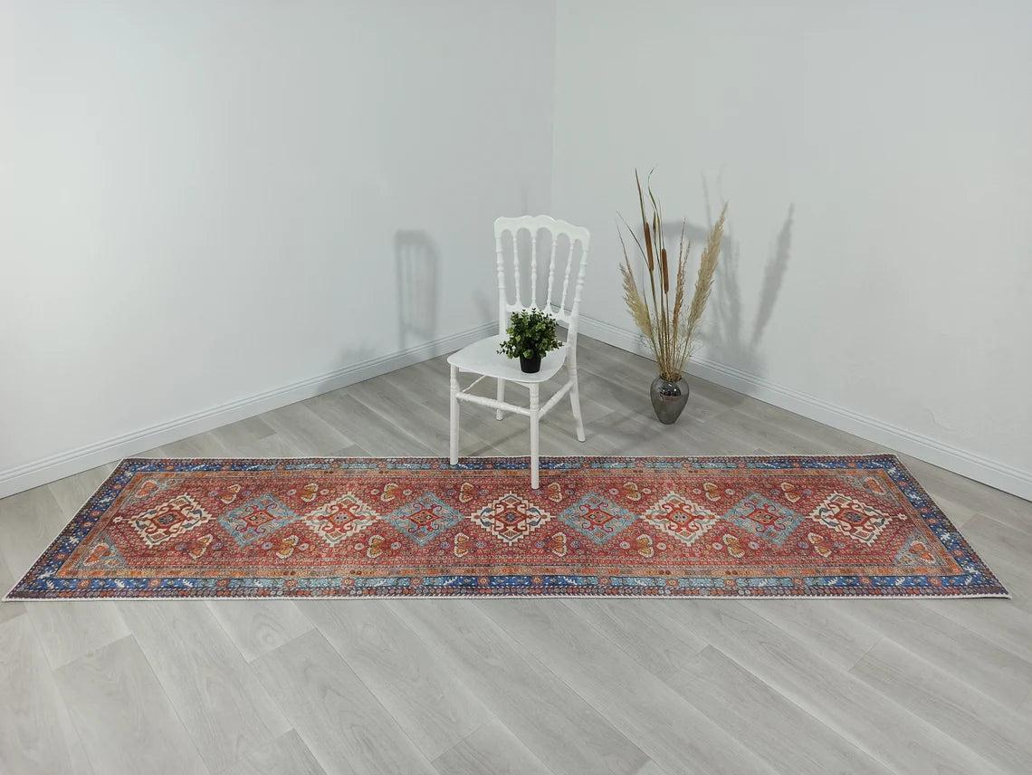 Adia Rug Turkish Red Orange Blue Rug