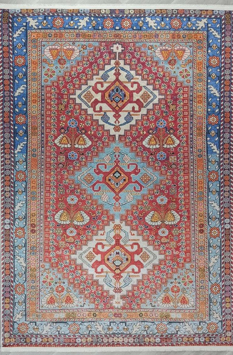 Adia Rug Turkish Red Orange Blue Rug