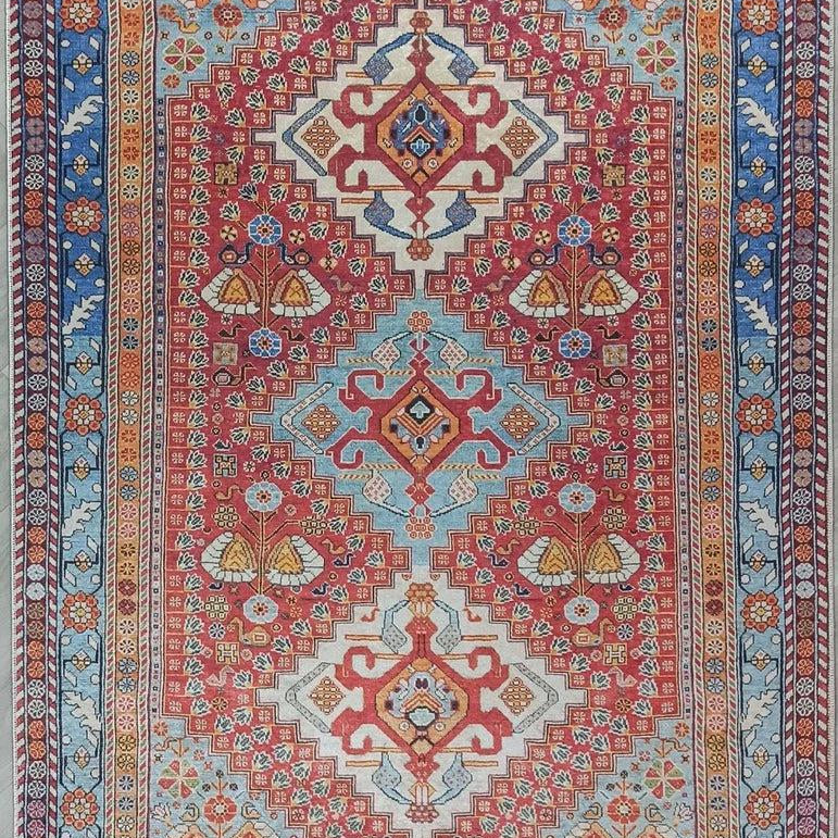 Adia Rug Turkish Red Orange Blue Rug