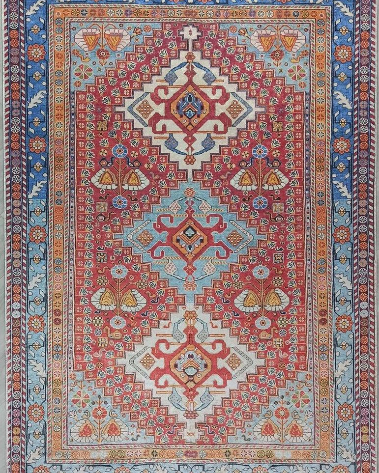 Adia Rug Turkish Red Orange Blue Rug