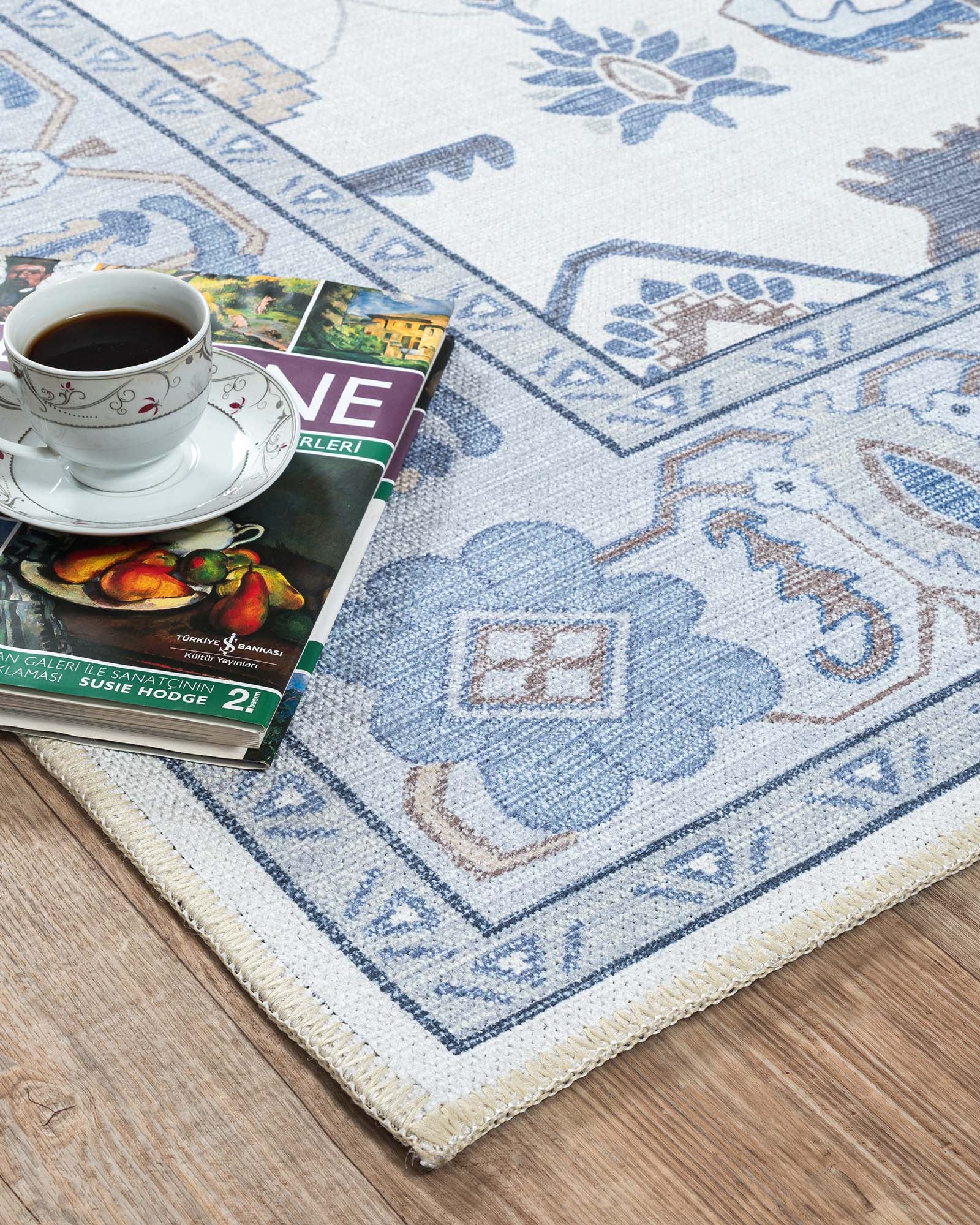 Adler Navy Blue Gray Modern Oushak Rug