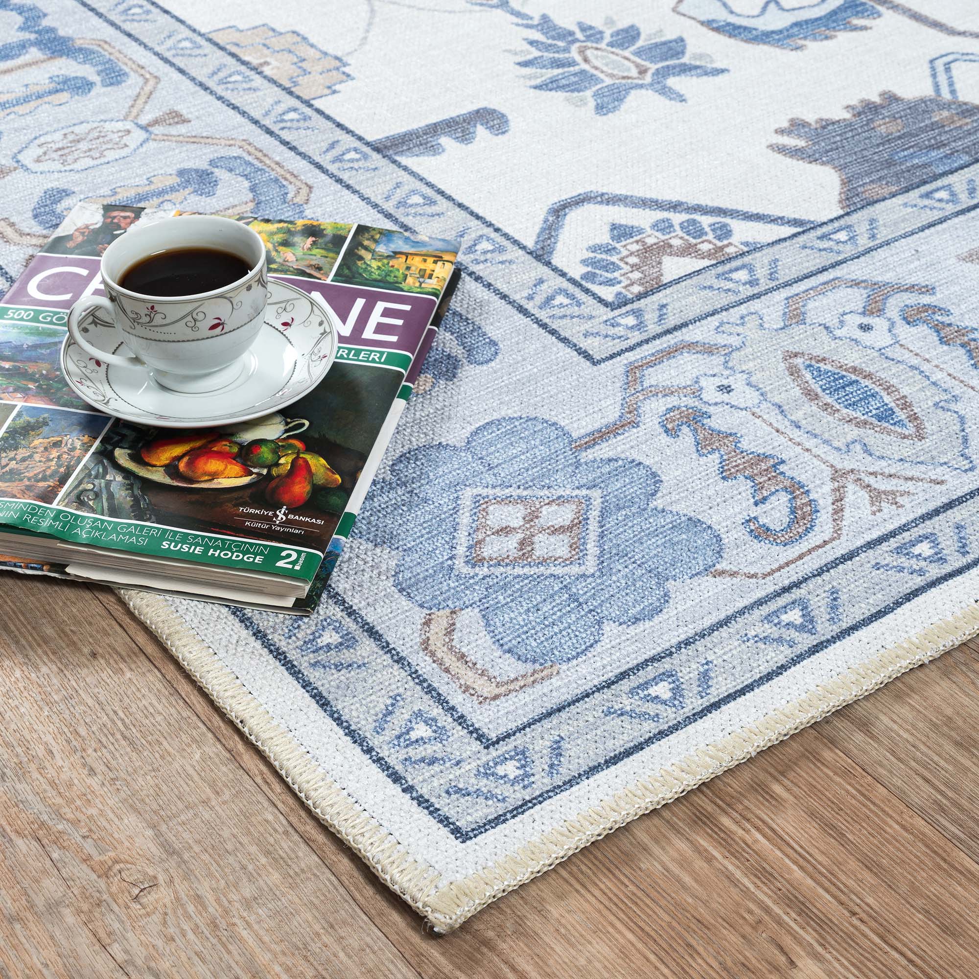 Adler Navy Blue Gray Modern Oushak Rug