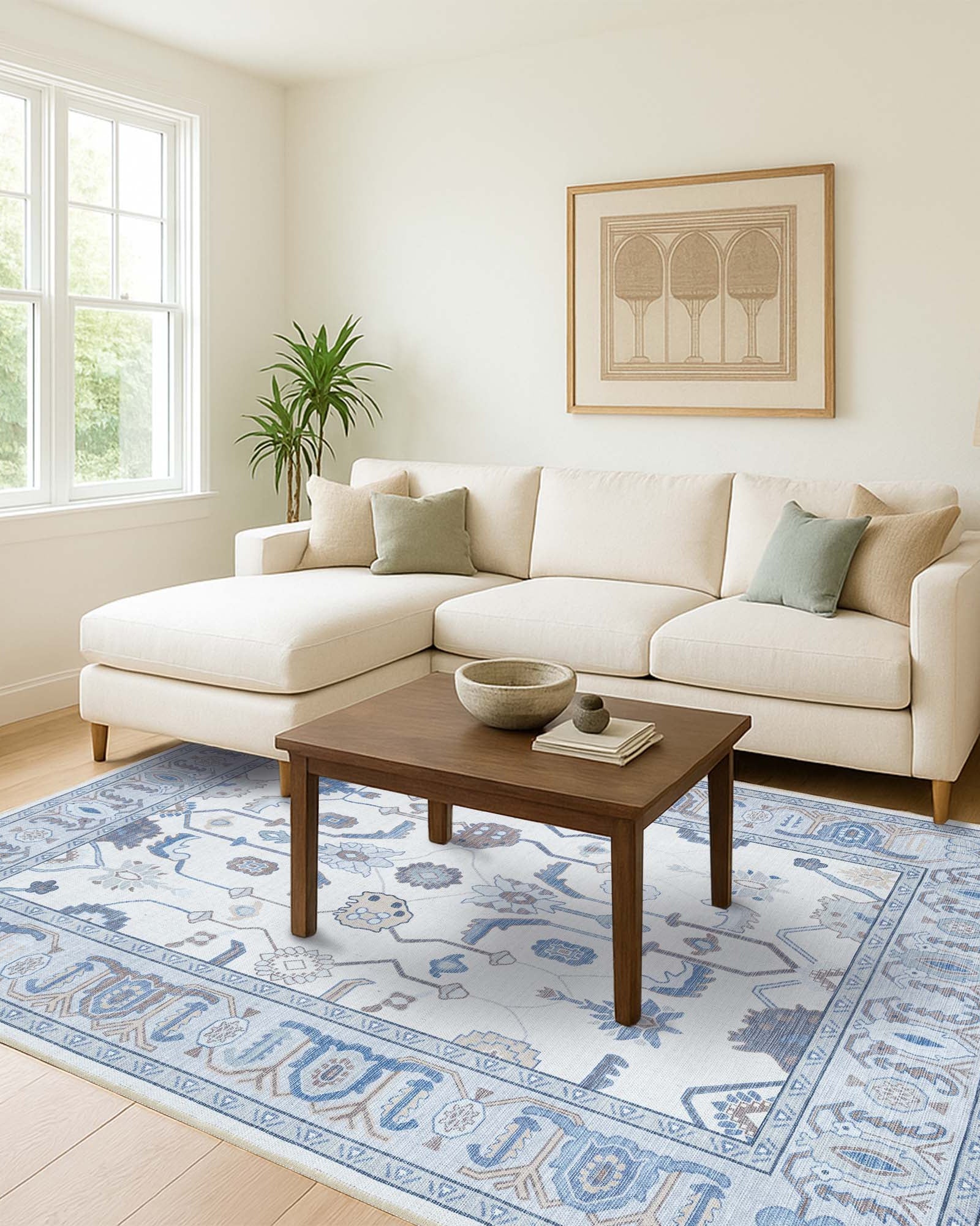 Adler Navy Blue Gray Modern Oushak Rug