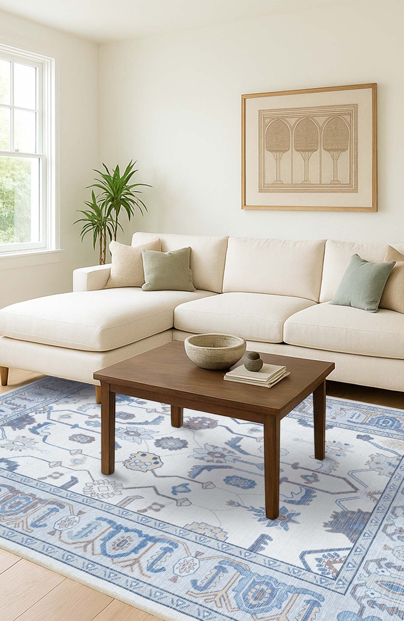 Adler Navy Blue Gray Modern Oushak Rug