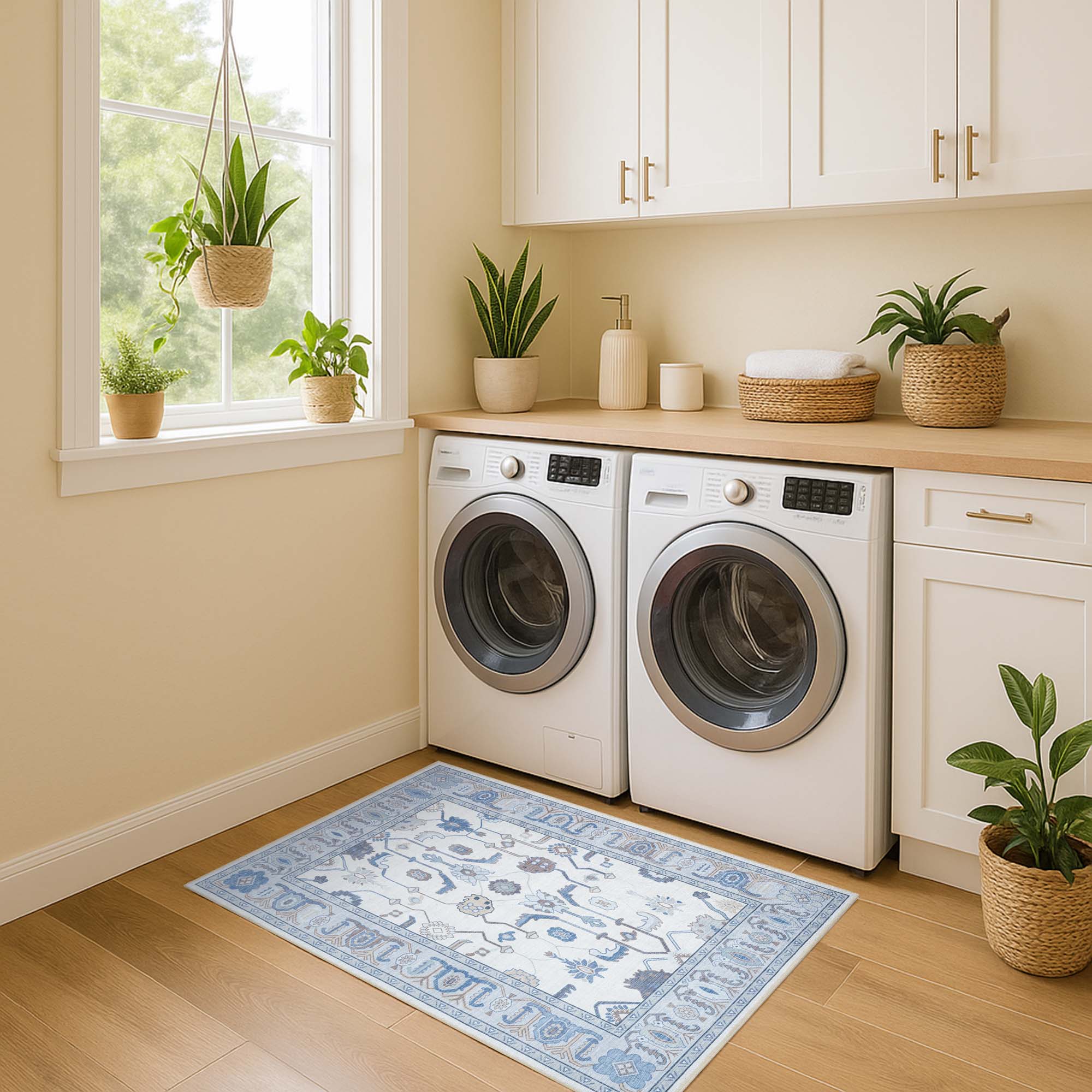 Adler Navy Blue Gray Modern Oushak Rug