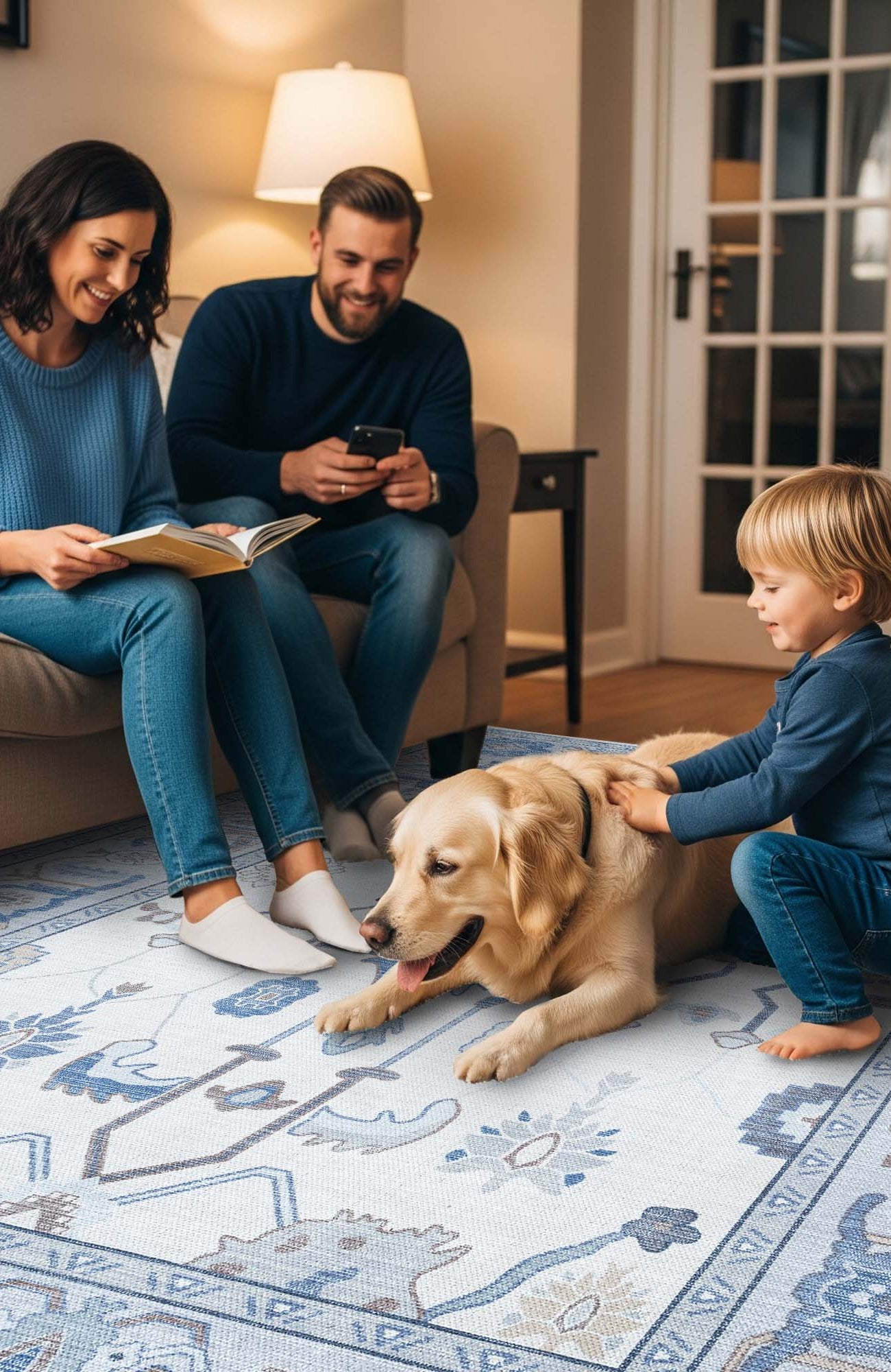 Adler Navy Blue Gray Modern Oushak Rug