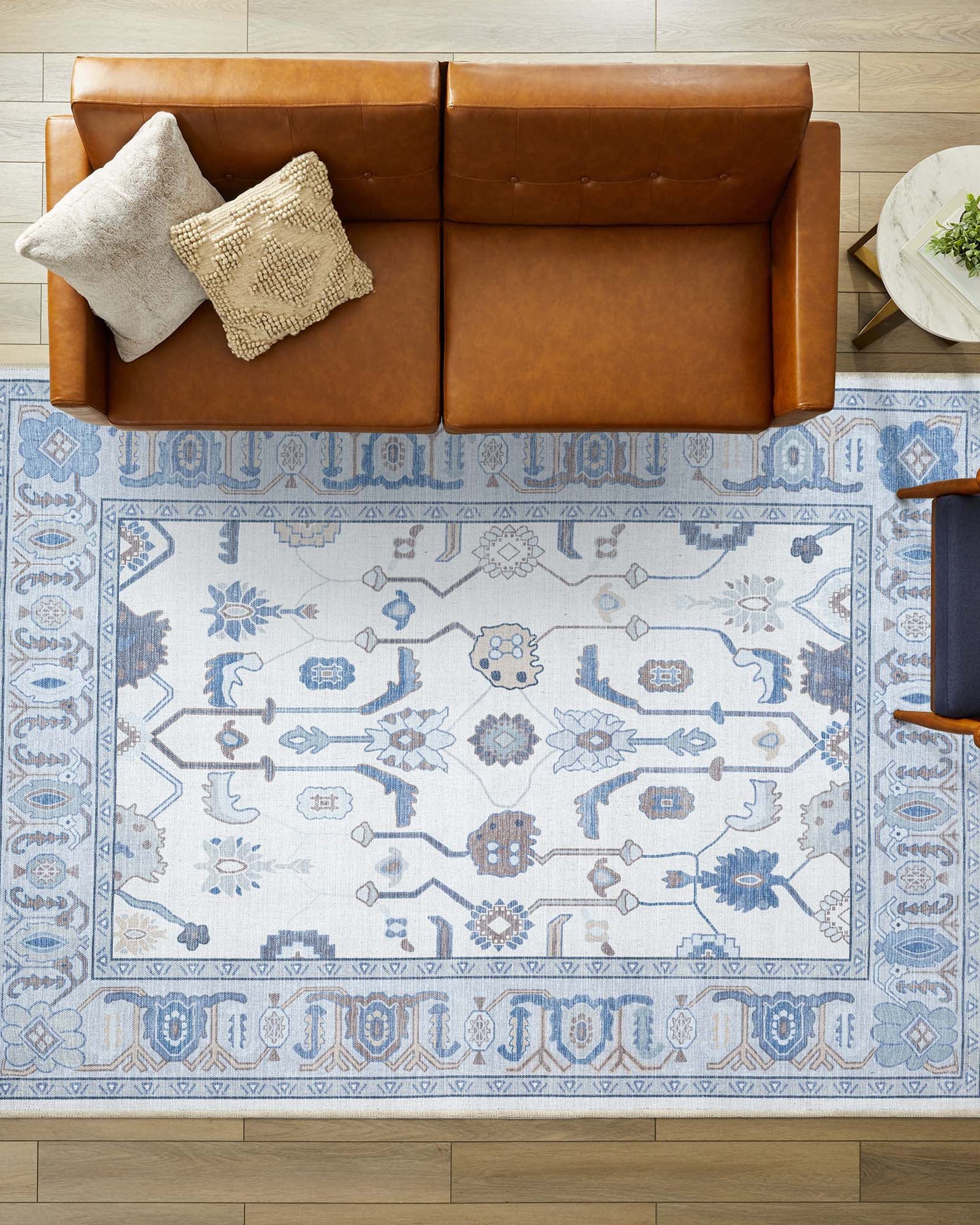 Adler Navy Blue Gray Modern Oushak Rug