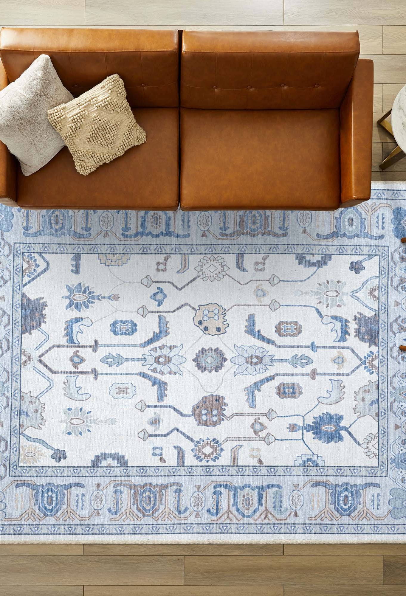 Adler Navy Blue Gray Modern Oushak Rug