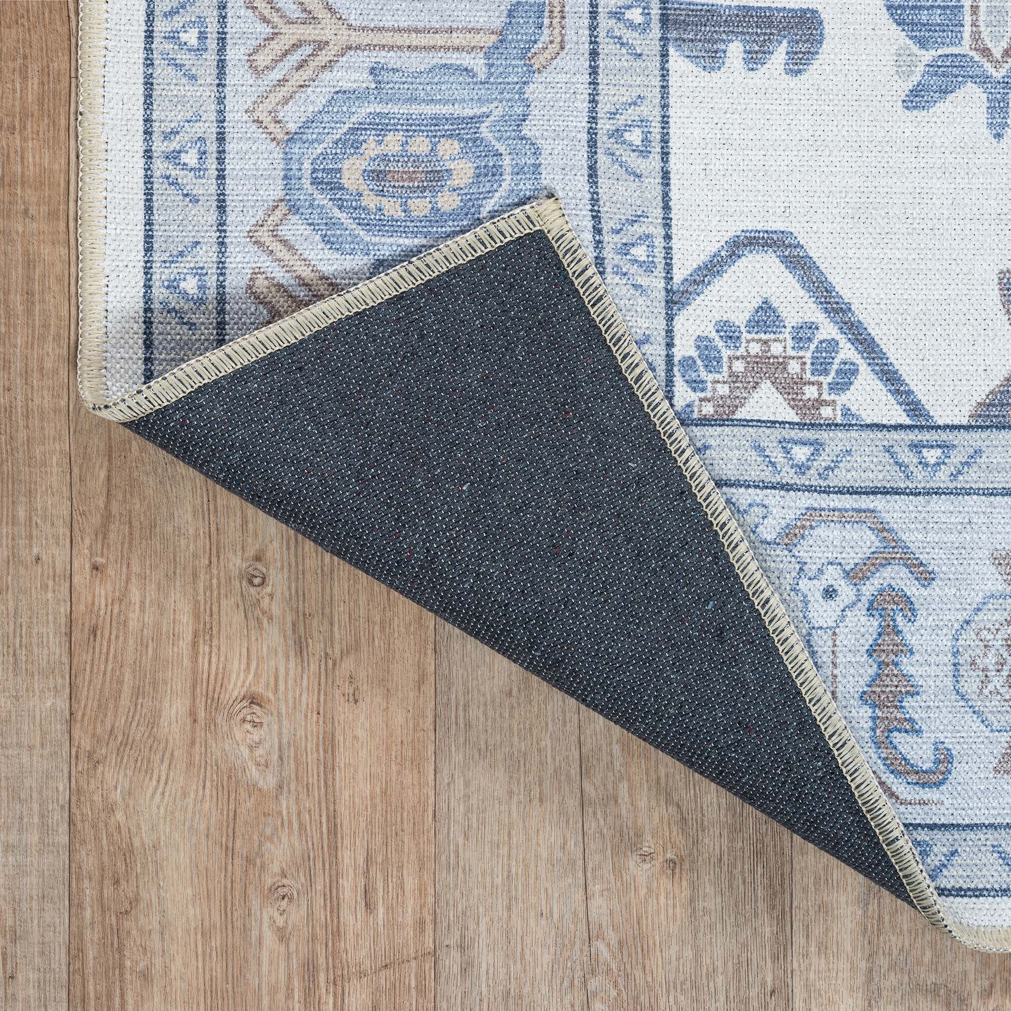 Adler Navy Blue Gray Modern Oushak Rug
