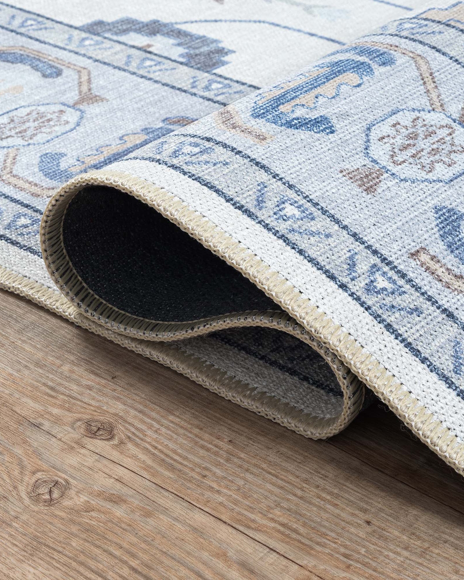 Adler Navy Blue Gray Modern Oushak Rug