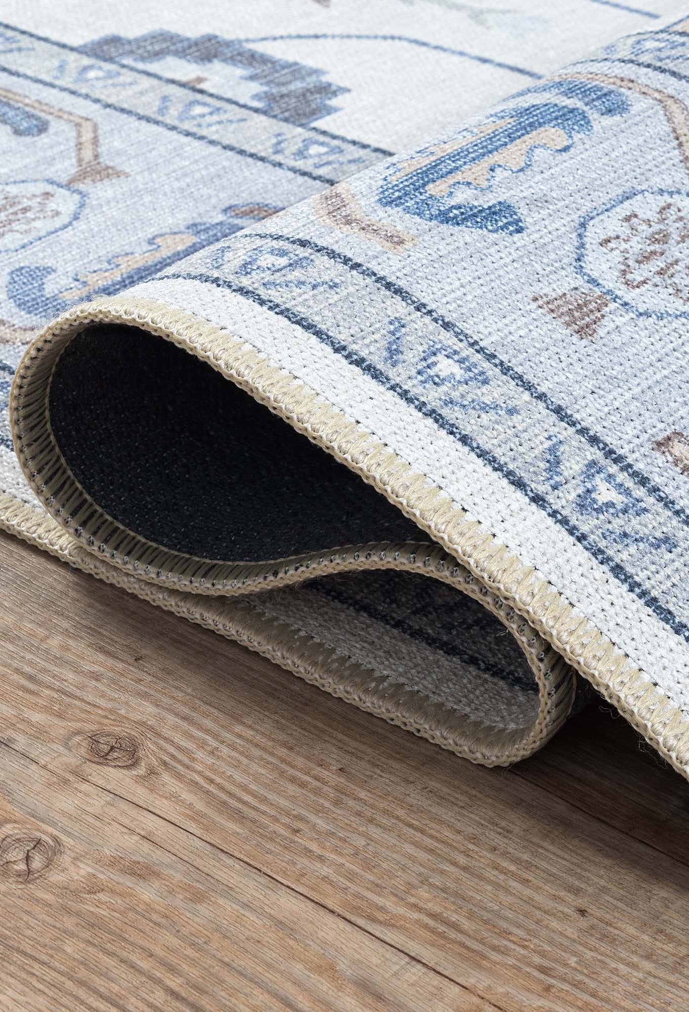 Adler Navy Blue Gray Modern Oushak Rug