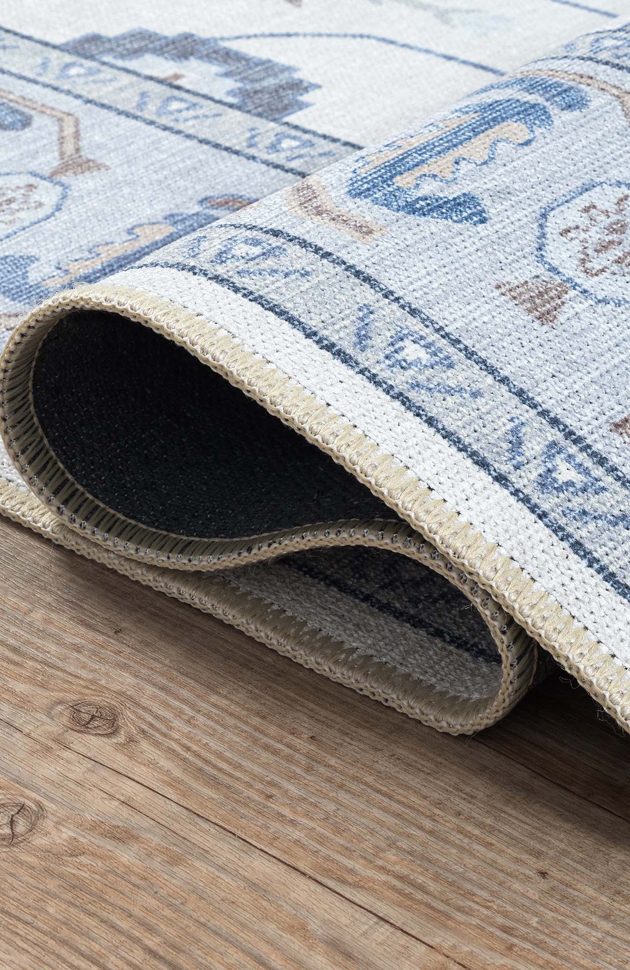 Adler Navy Blue Gray Modern Oushak Rug