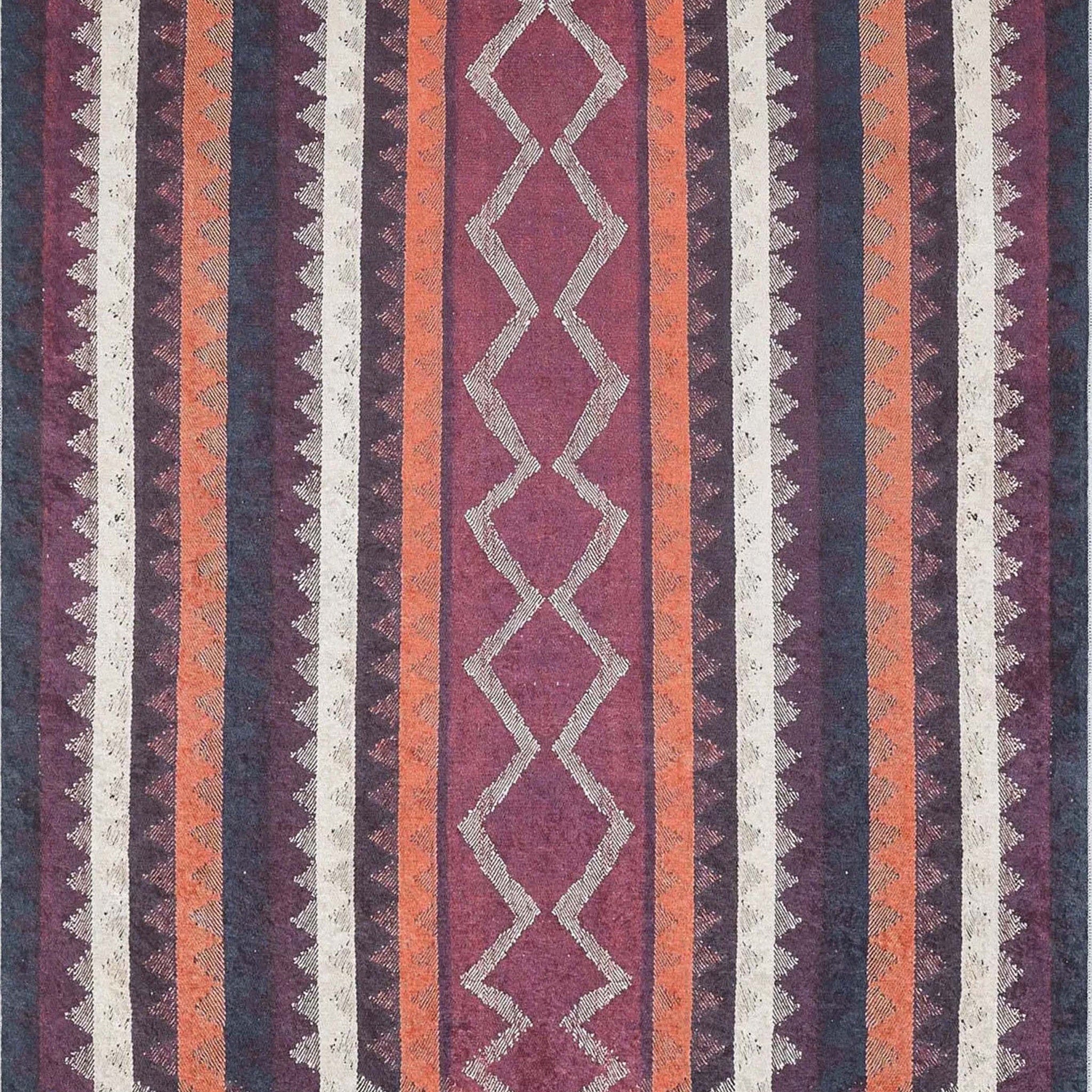 Afaf Turkish Orange Black Beige Kilim Rug