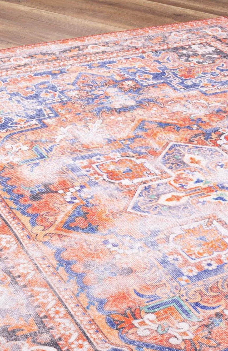 Afra Oriental Orange and Blue Faded rug