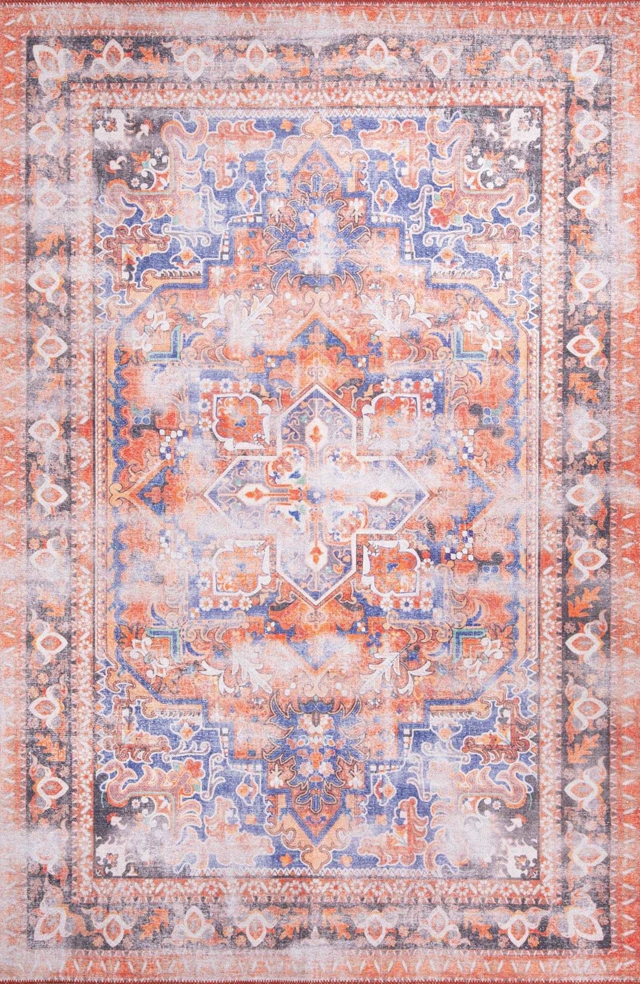 Afra Oriental Orange and Blue Faded rug